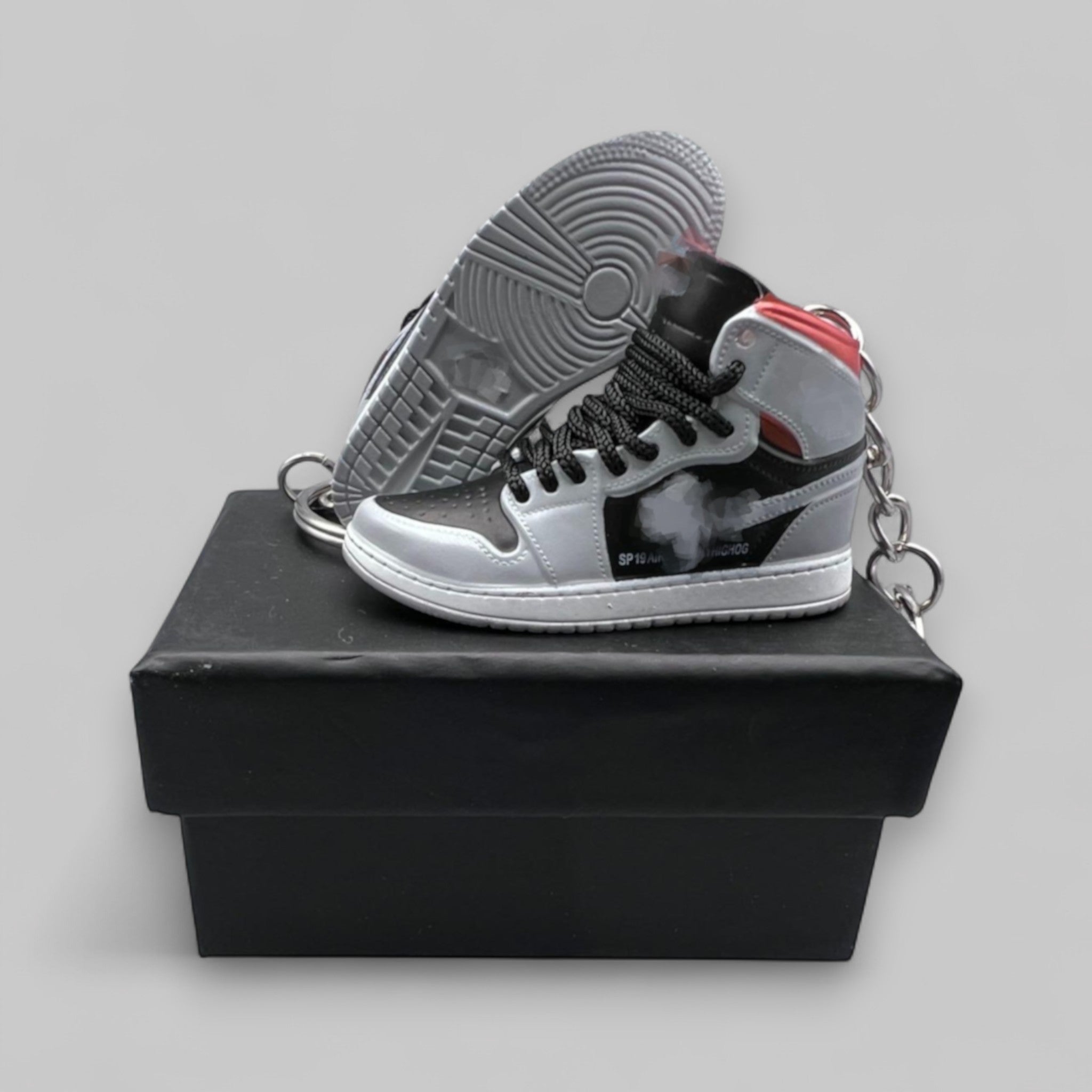 1:6 Scale Mini Sneaker – Doll Wear or Keychain - "Neutral Grey  Hyper Crimson"