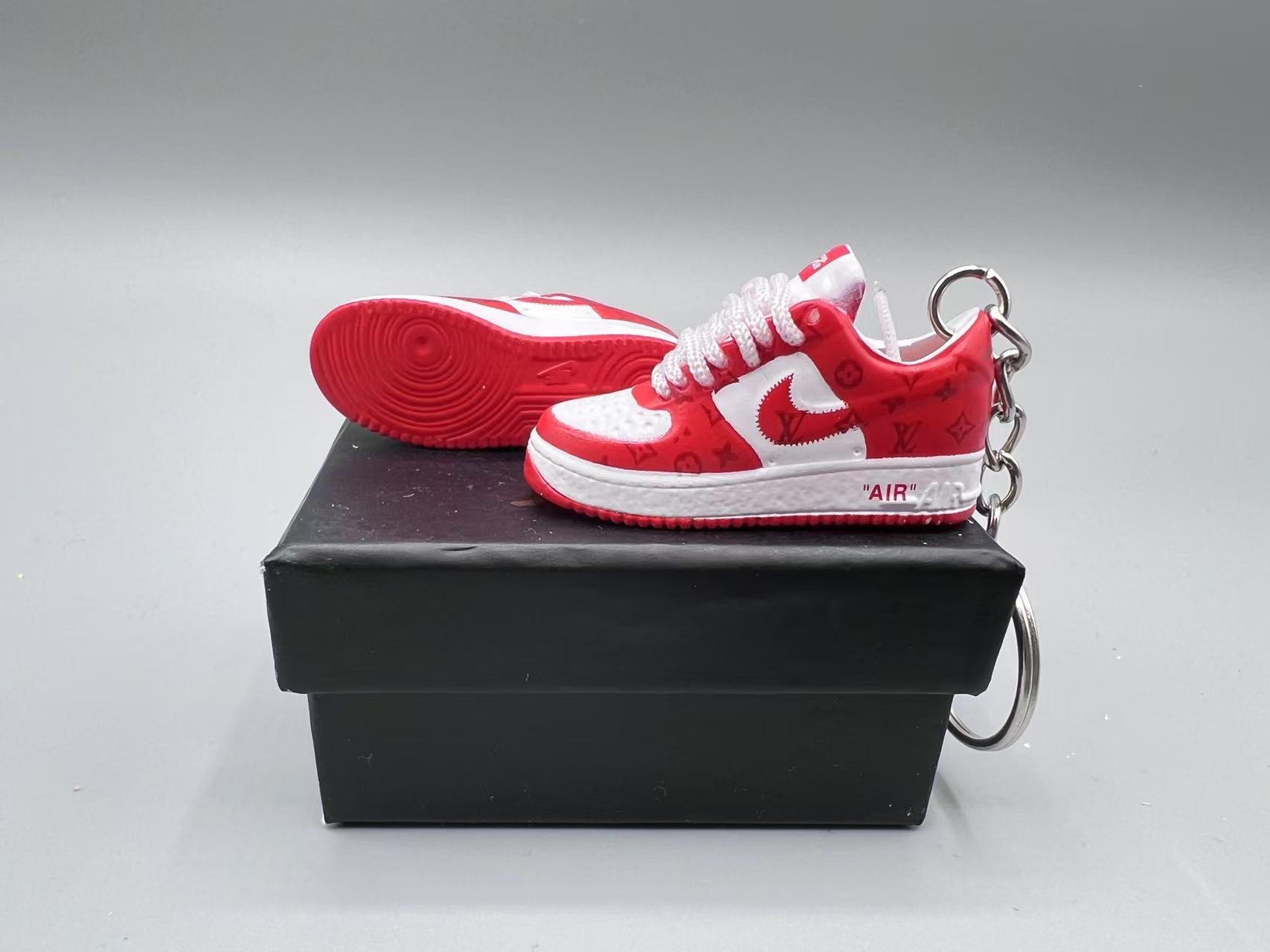 1:6 Scale Mini Sneaker – Doll Wear or Keychain - "Designer Monogram Red"