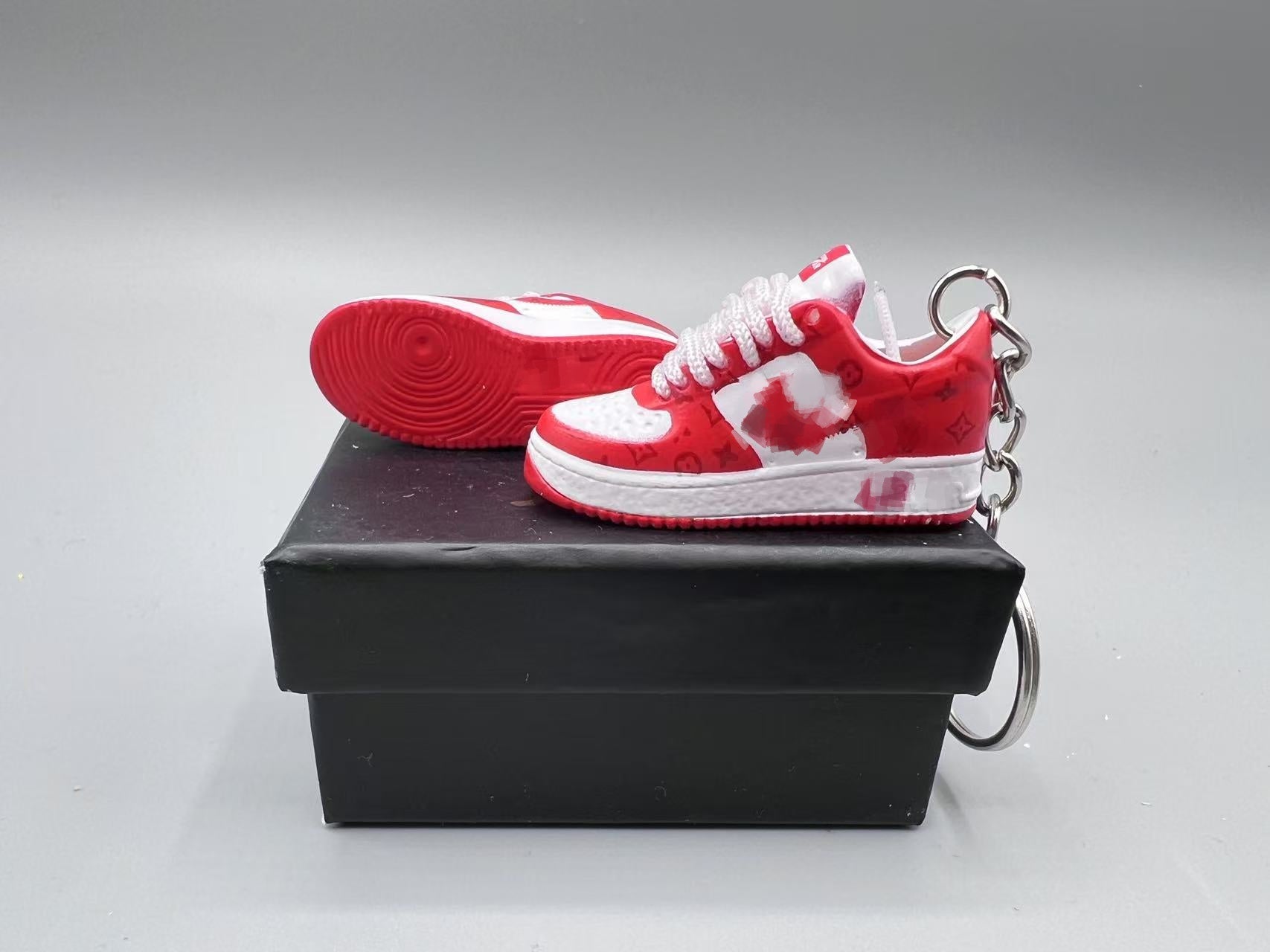 1:6 Scale Mini Sneaker – Doll Wear or Keychain - "Designer Monogram Red"
