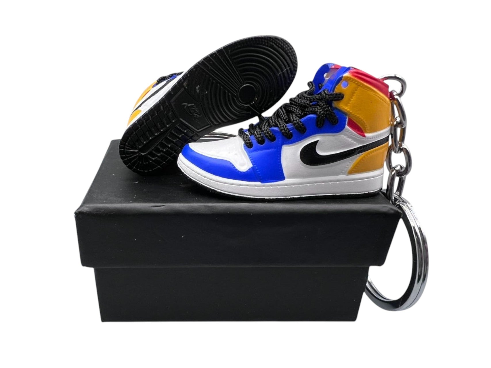 "White Deep Royal Blue" AJ1 3D Mini Sneakers-1/6 Scaled Shoes/ Keychains.