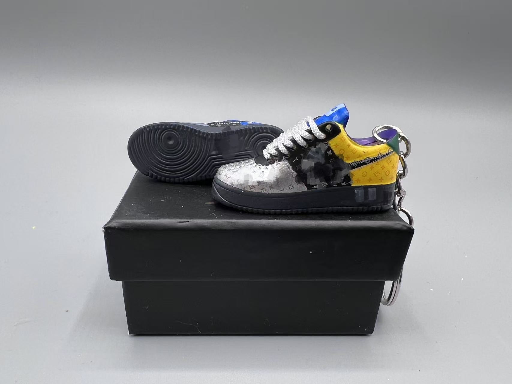 1:6 Scale Mini Sneaker – Doll Wear or Keychain - "Designer Monogram Chrome Toe"