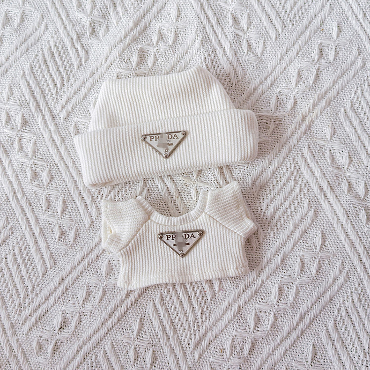 White Beanie-Popmart Labubu Clothes