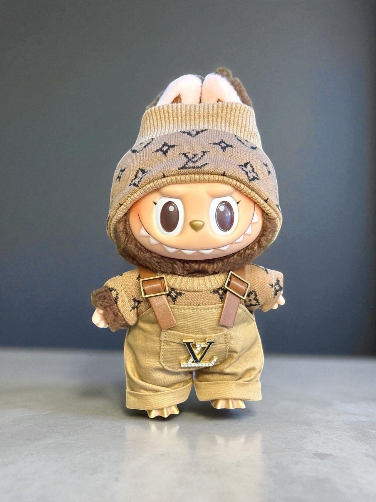 Brown Overall Outfit for Labubu- L.V Inspired