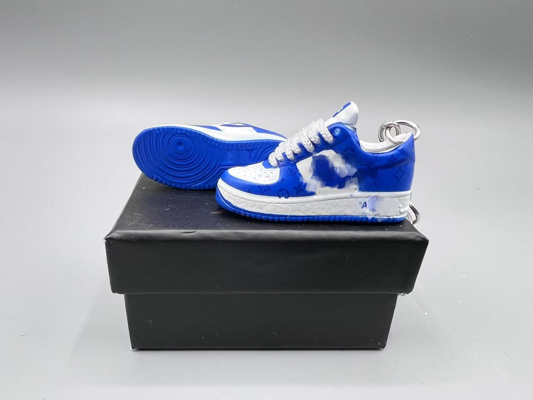 1:6 Scale Mini Sneaker – Doll Wear or Keychain - "Designer Monogram Blue"