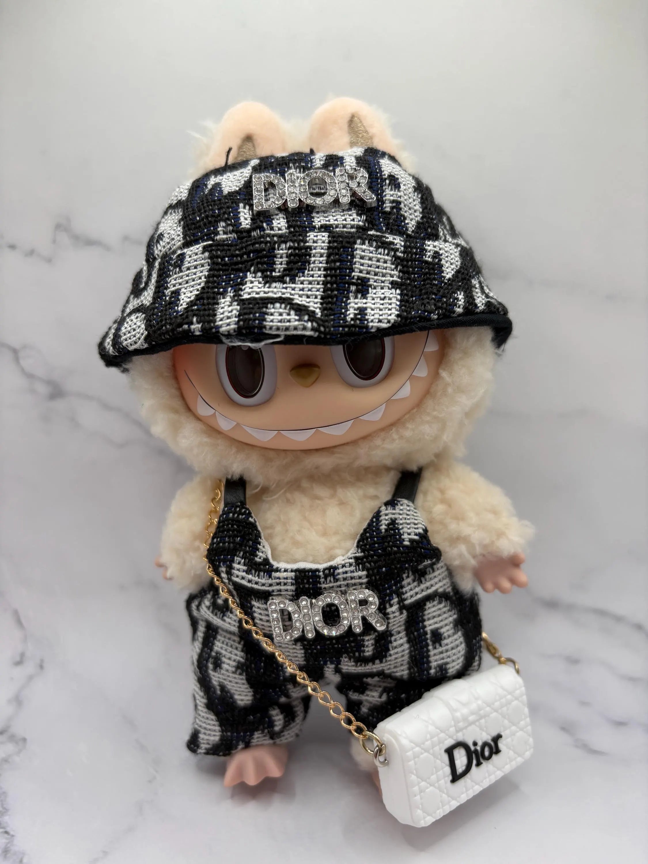 Black Overall Outfit for Labubu (No Purse)