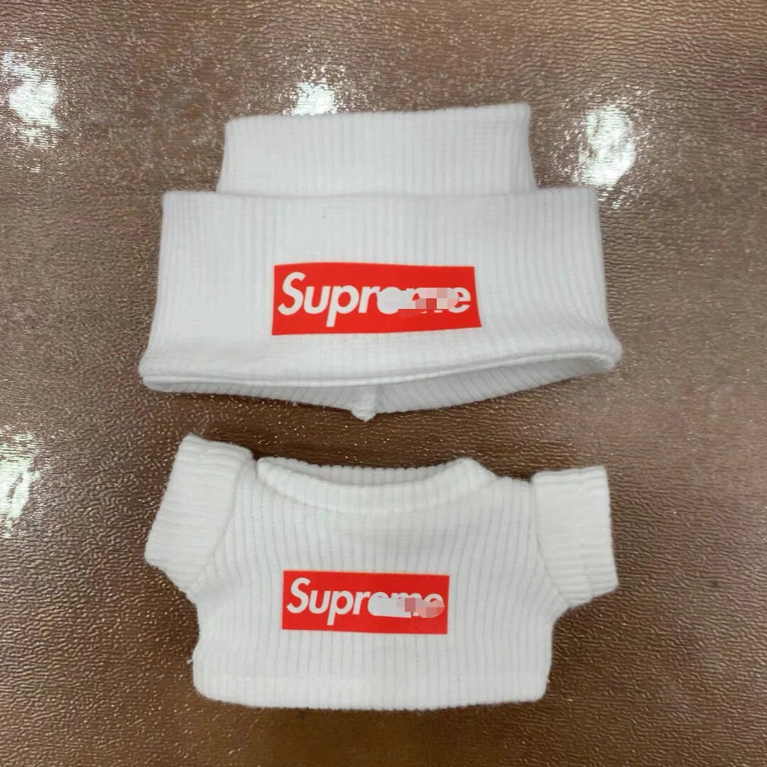 White Supreme Beanie Popmart Labubu Clothes