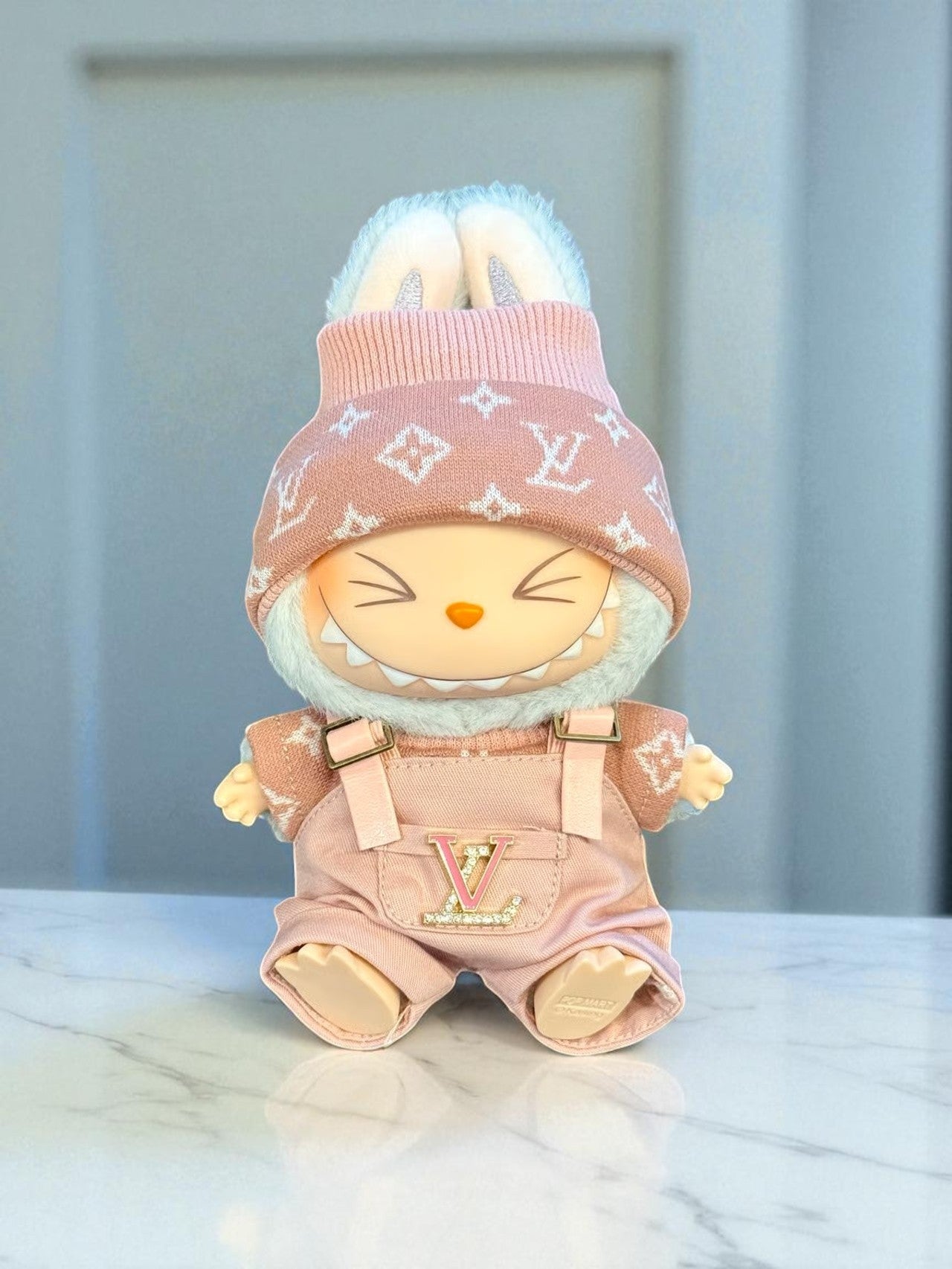 Pink Overall 3 Pieces Set For Labubu