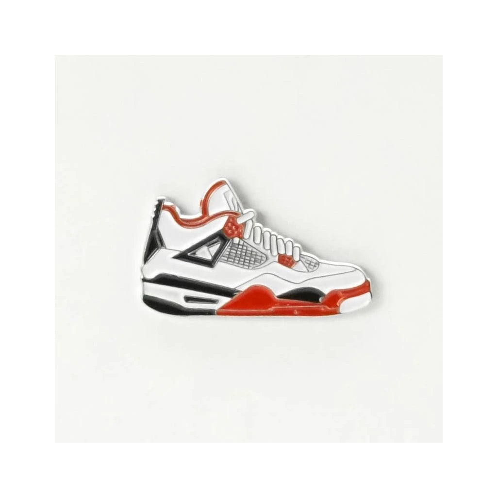 Air Jordan 4 White Red & Black Sneaker Enamel Pin