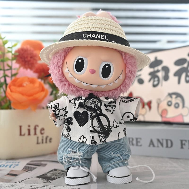 Labubu Doll Clothes Set – Luxury Casual Outfit with Hat
