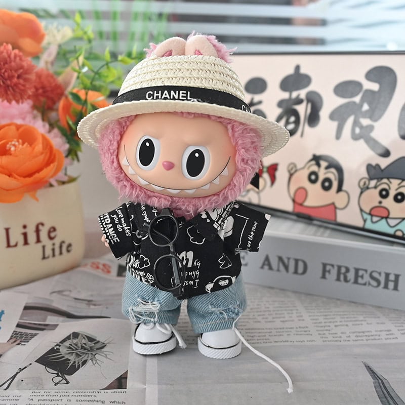 Labubu Doll Clothes Set – Luxury Casual Outfit with Hat