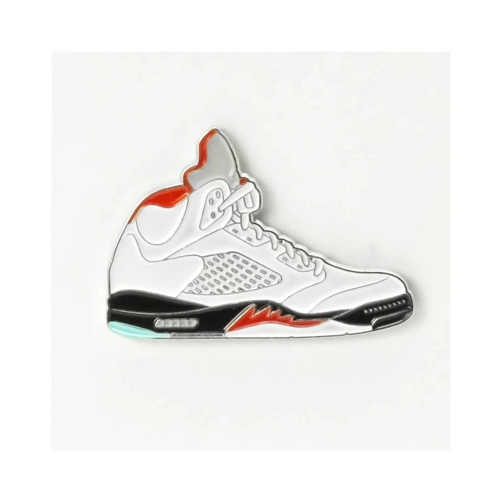 Air Jordan 5 White Red Black & Mint Sneaker Enamel Pin