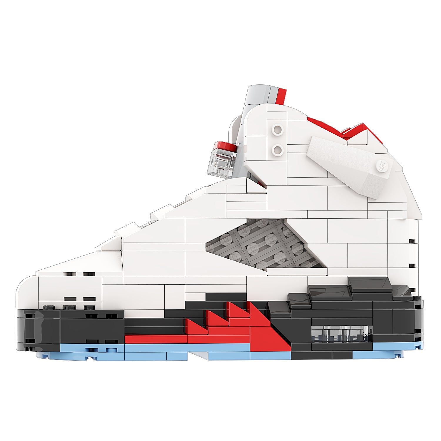 "Fire Red Silver Tongue" Inspired Air Jordan 5 Bricks / Building Blocks Set