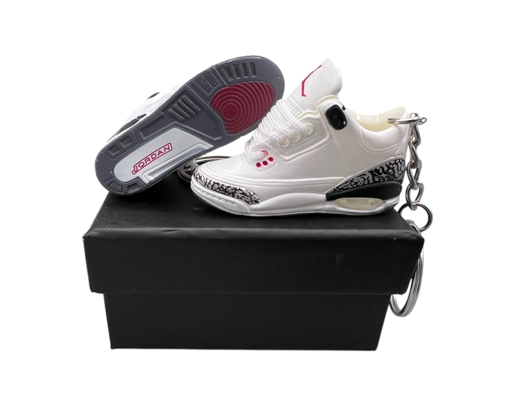 "White Cement Reimagined" AJ3 Mini Sneakers-1/6 Scaled Shoes/ Keychains.