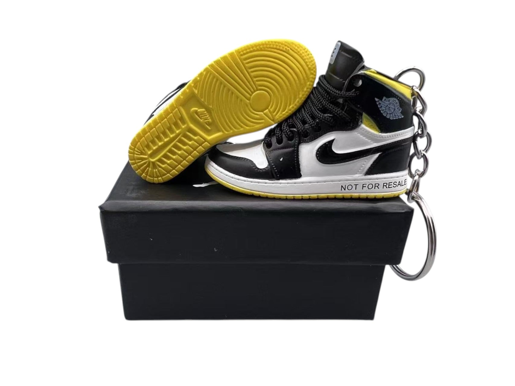 "Not for Resale Varsity Maize" AJ1 3D Mini Sneakers-1/6 Scaled Shoes/ Keychains.