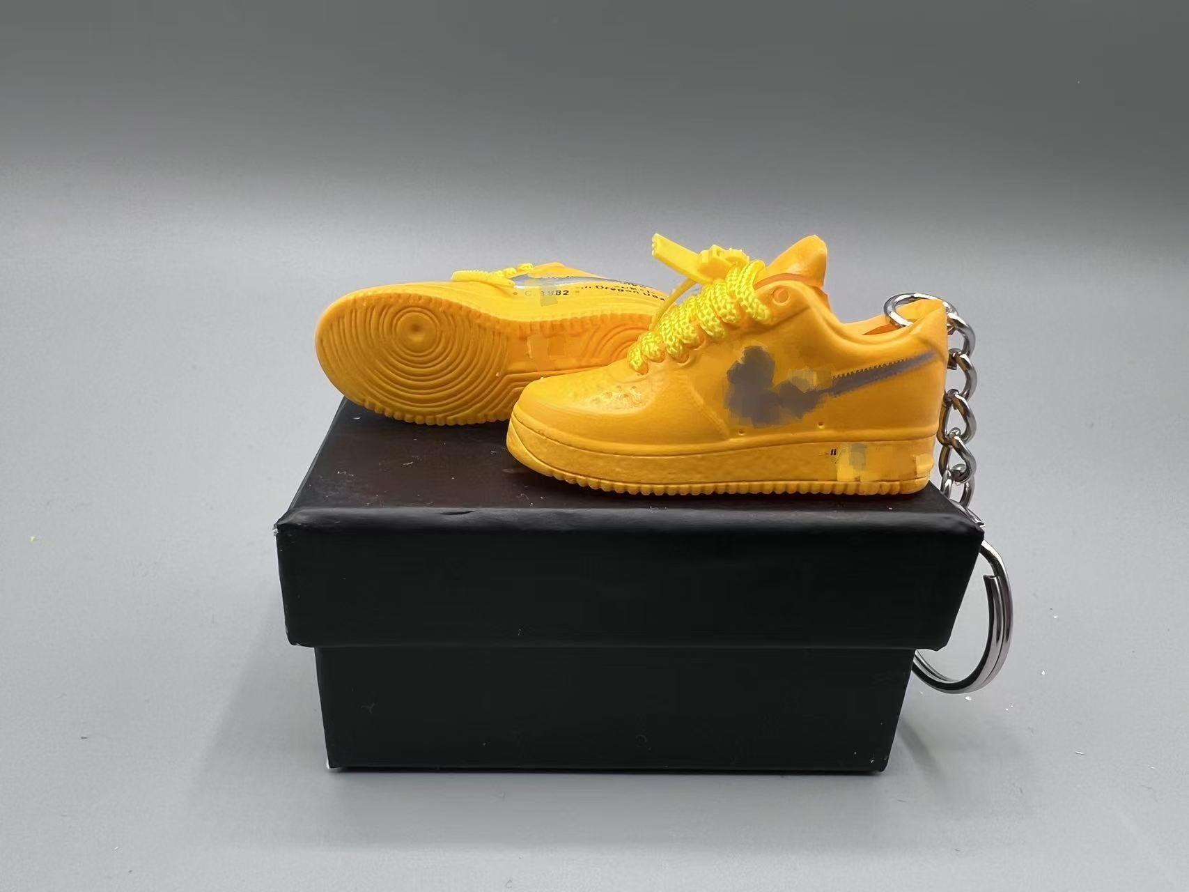 1:6 Scale Mini Sneaker – Doll Wear or Keychain - "Off-white & Golden Yellow Tone Edition"