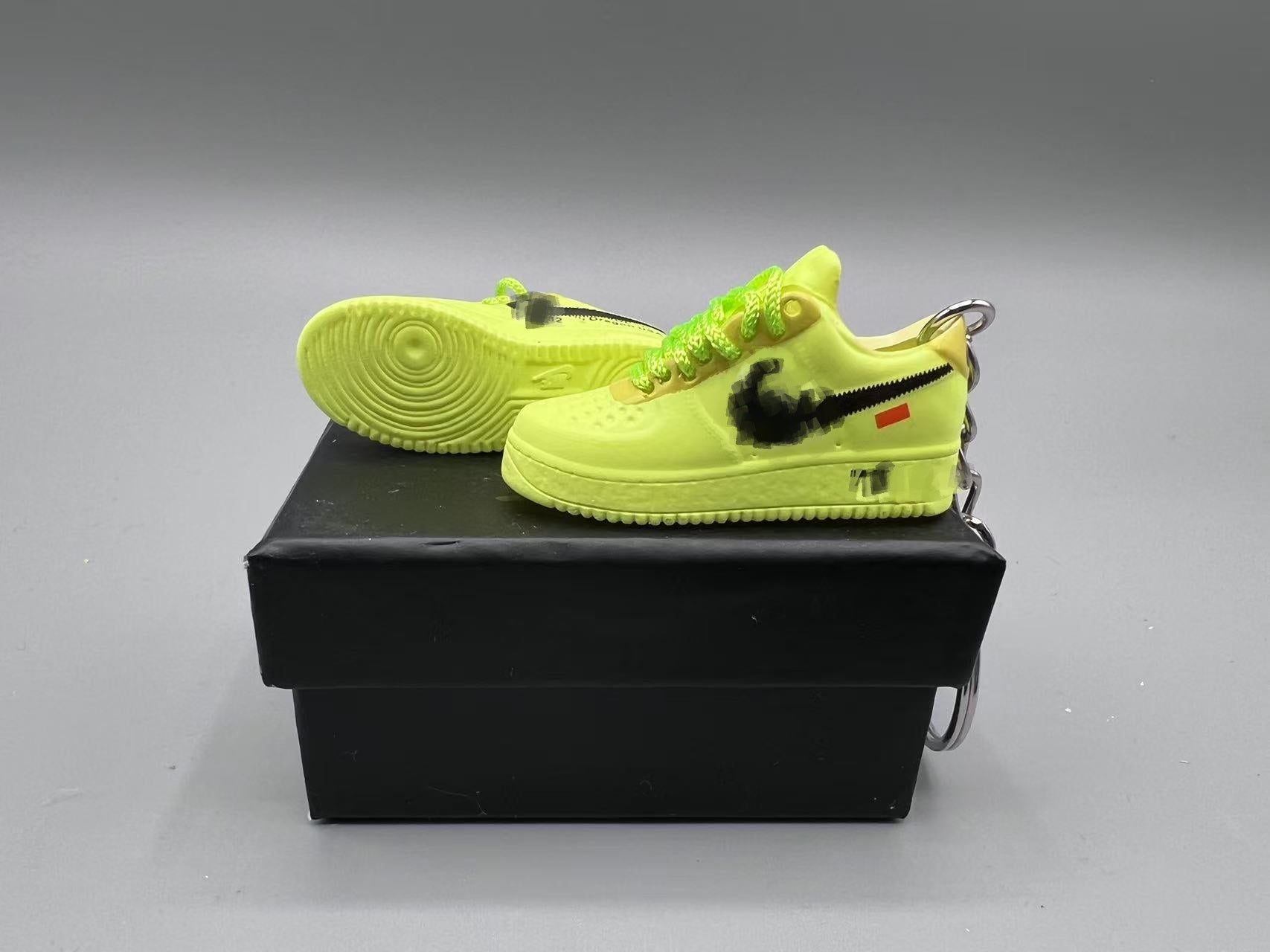 1:6 Scale Mini Sneaker – Doll Wear or Keychain - "Off-white & Neon Yellow"