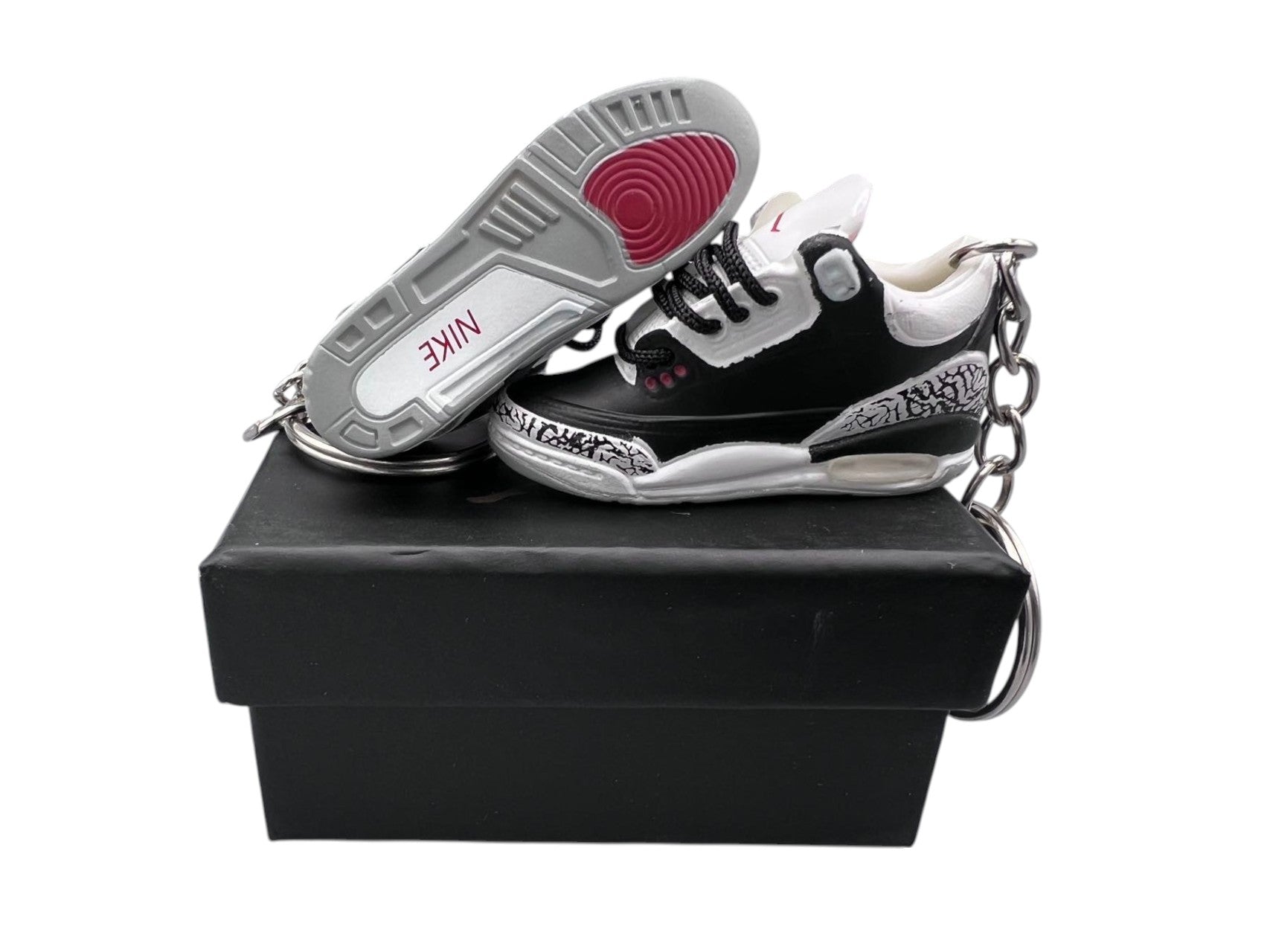 "Black Cement" AJ3 Mini Sneakers-1/6 Scaled Shoes/ Keychains.
