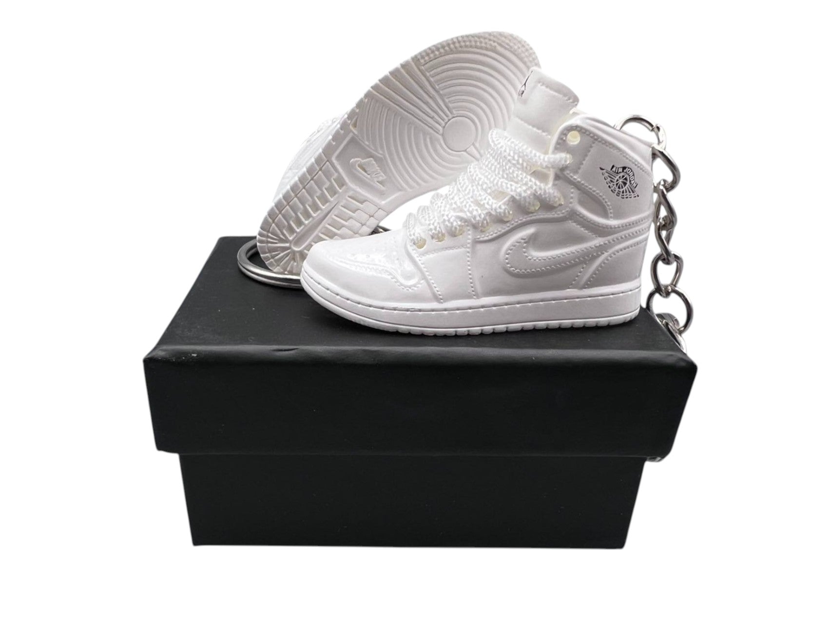 "Triple White" AJ1 3D Mini Sneakers-1/6 Scaled Shoes/ Keychains.