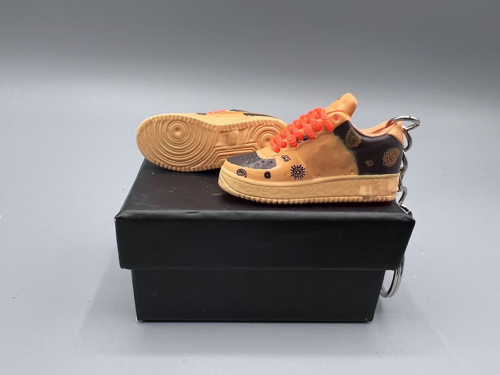 1:6 Scale Mini Sneaker – Doll Wear or Keychain - "Custom Orange Cashew"
