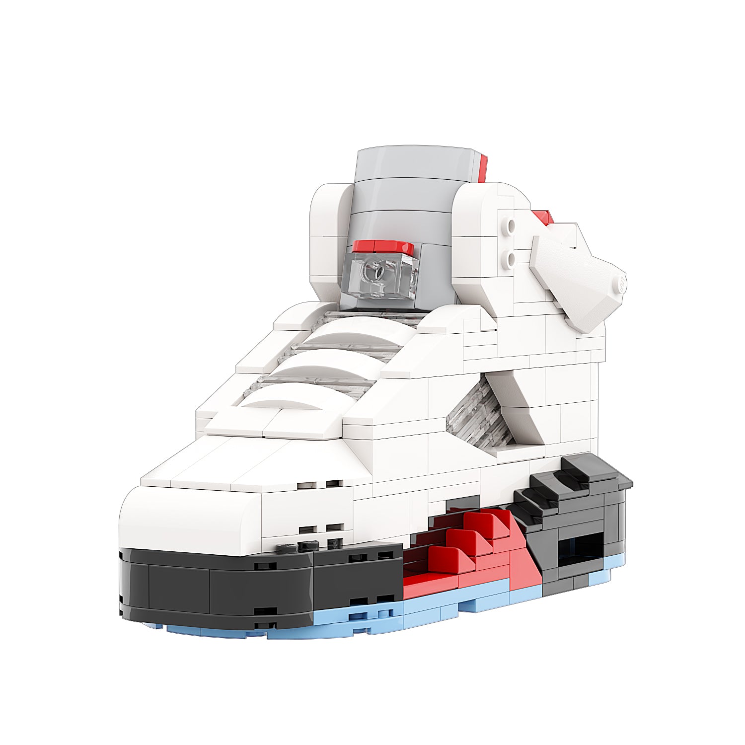 "Fire Red Silver Tongue" Inspired Air Jordan 5 Bricks / Building Blocks Set