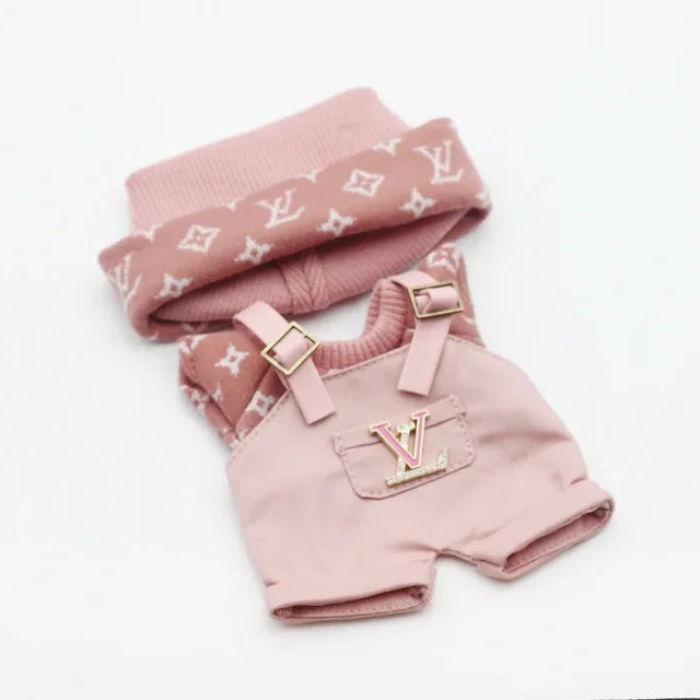 Pink Overall 3 Pieces Set For Labubu image 1