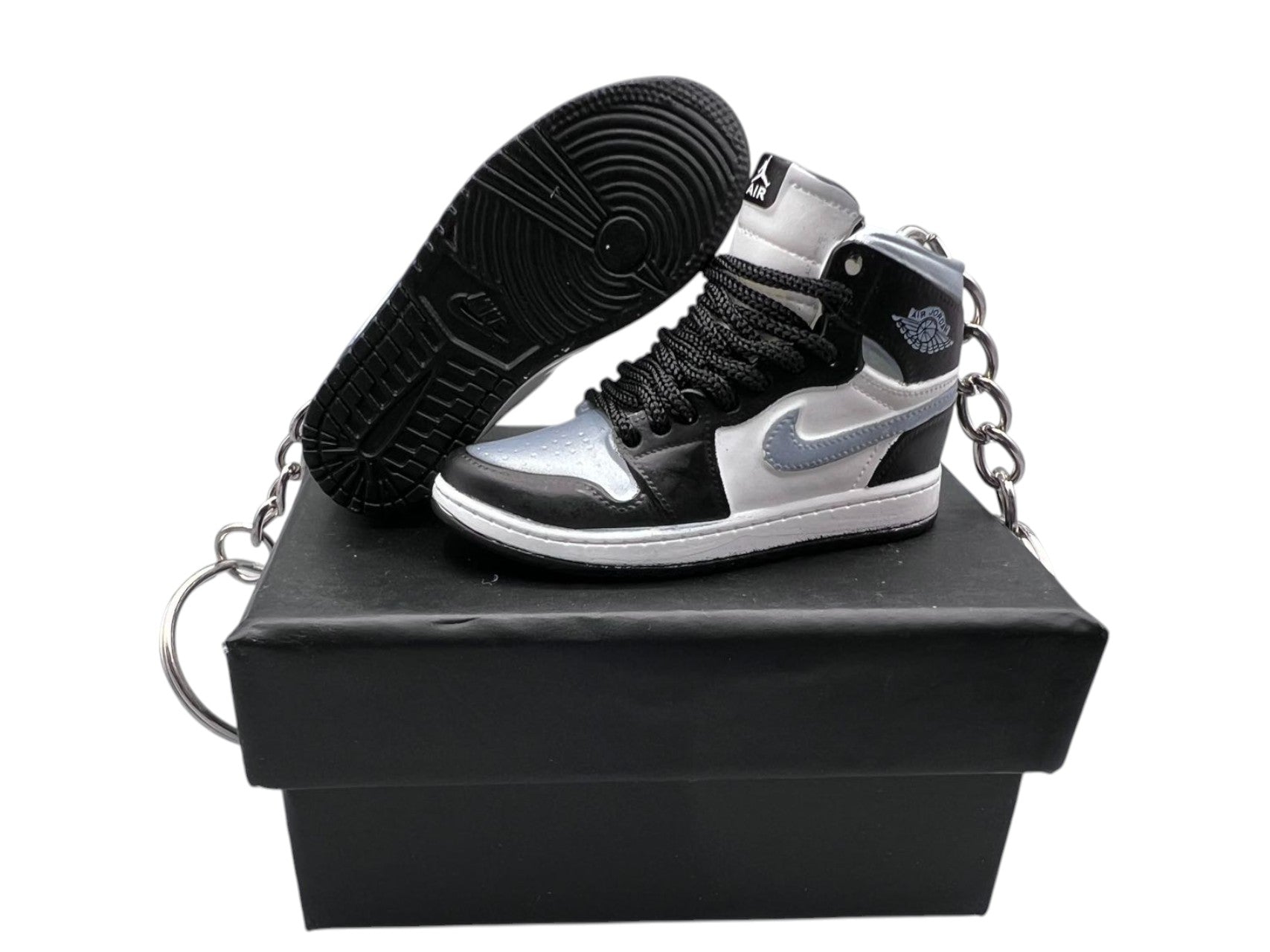 "Grey/Black" AJ1 3D Mini Sneakers-1/6 Scaled Shoes/ Keychains.