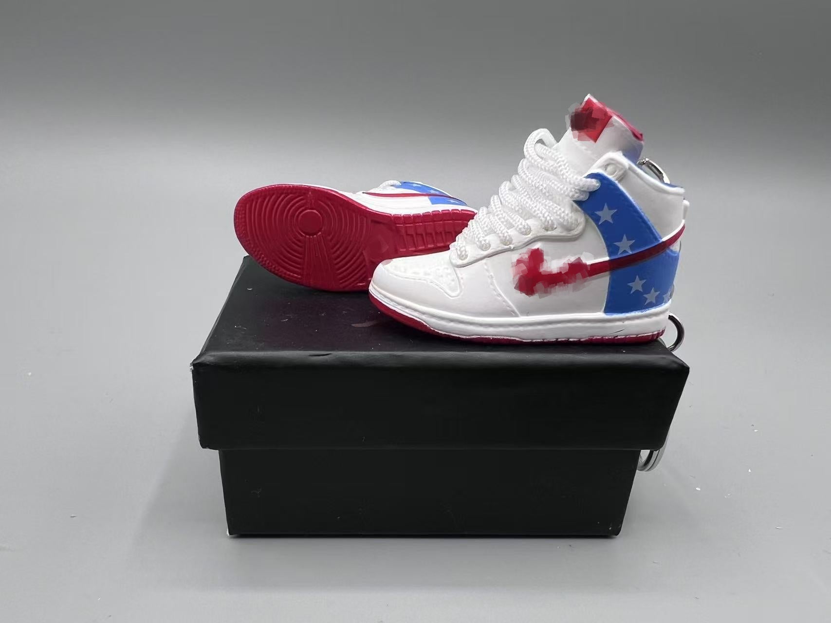 1:6 Scale Mini Sneaker – Doll Wear or Keychain – "Patriotic Red White & Blue Edition"