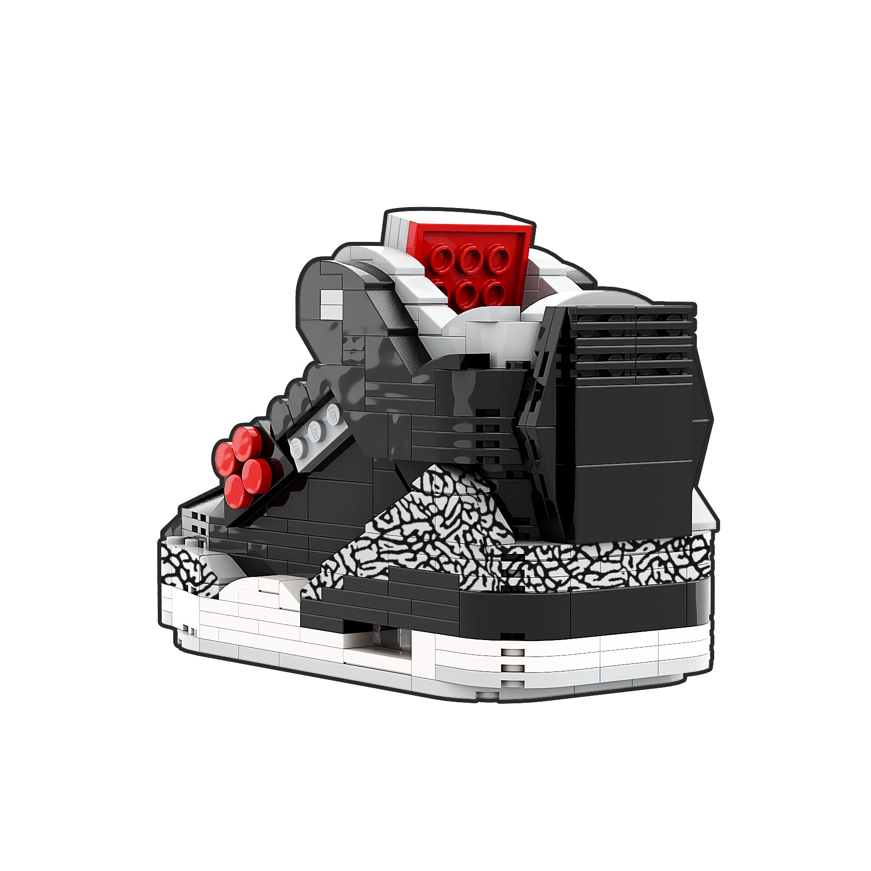 "Black Cement" Inspired Air Jordan 3 Bricks / Building Blocks Set