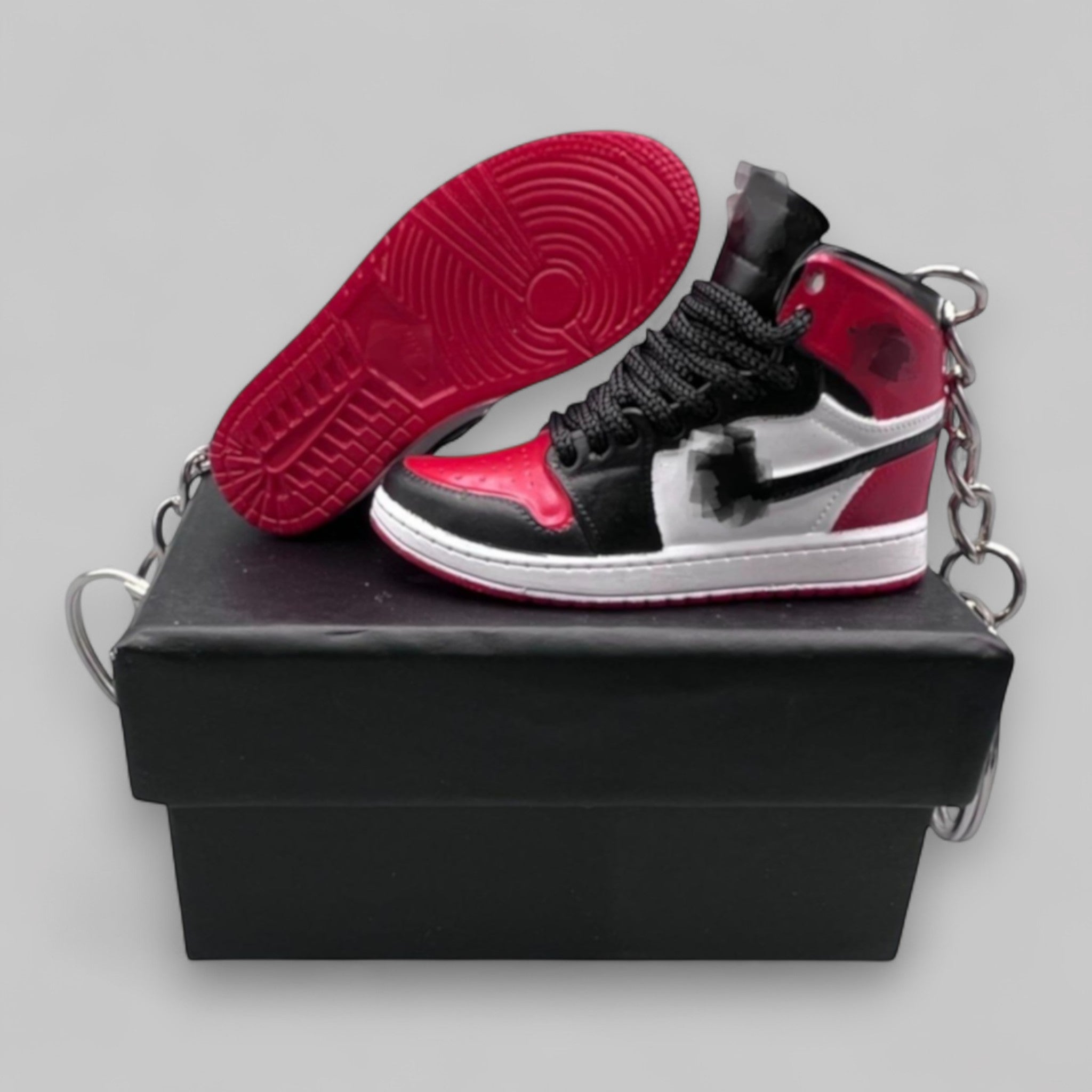 1:6 Scale Mini Sneaker – Doll Wear or Keychain - "Bred Toe"