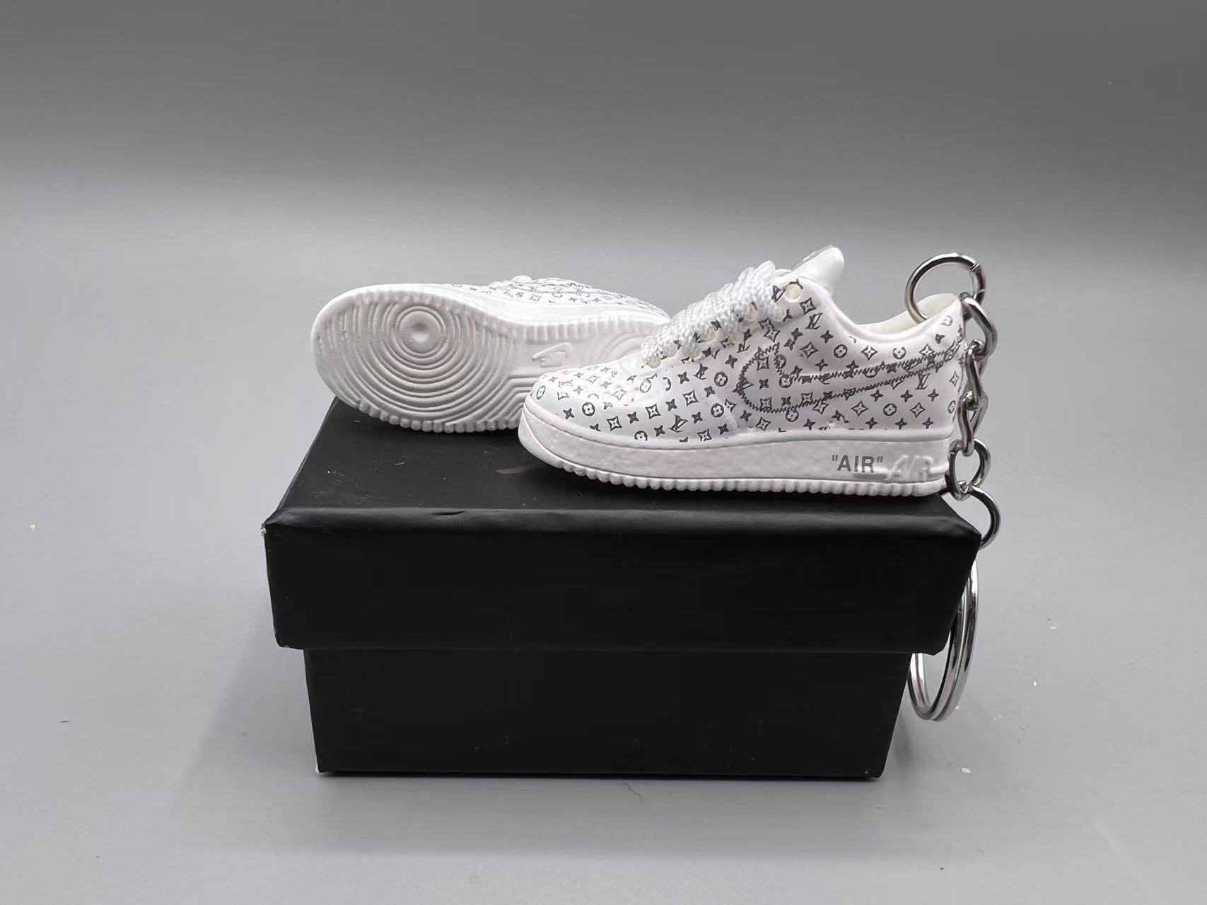 1:6 Scale Mini Sneaker – Doll Wear or Keychain - "Designer Monogram White"