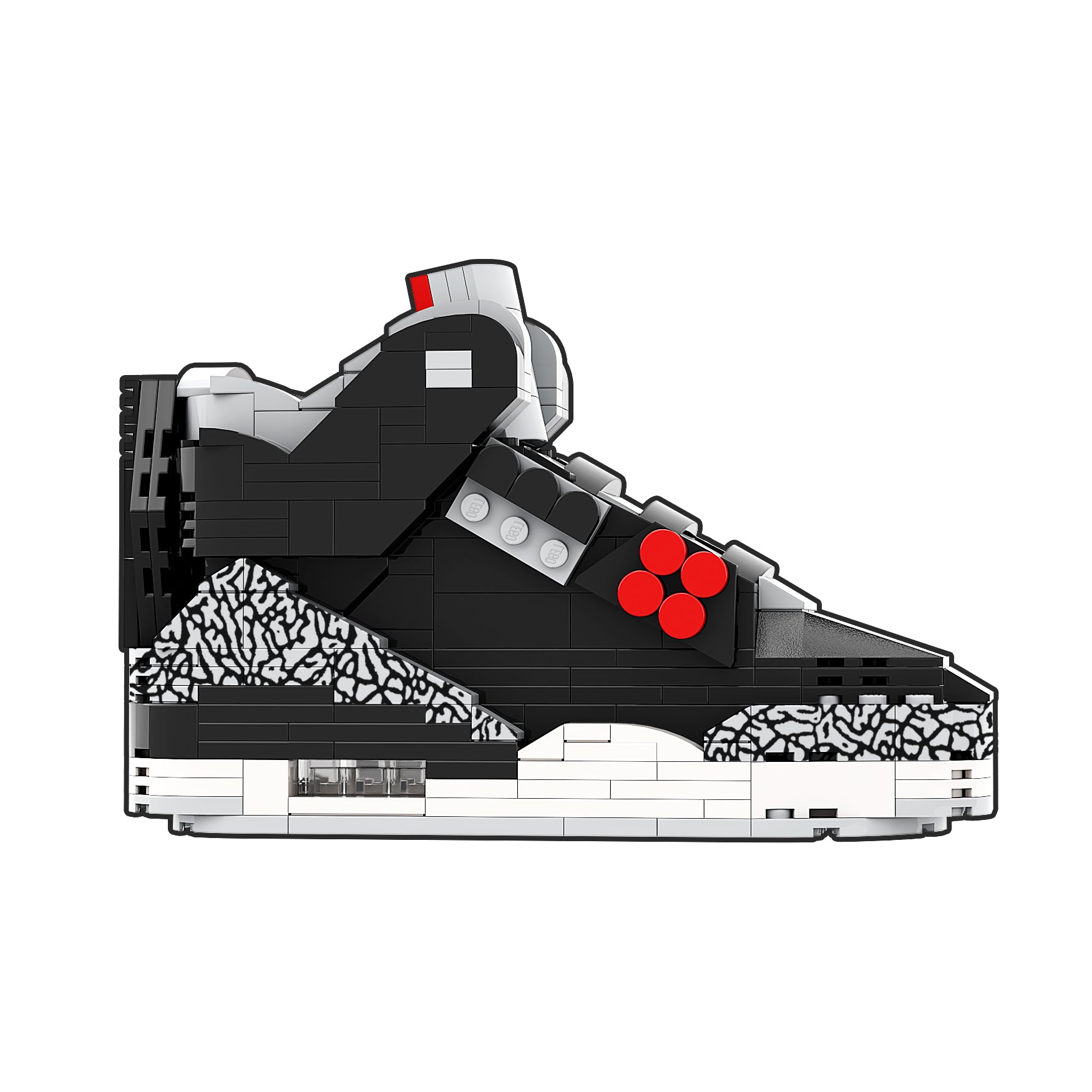 "Black Cement" Inspired Air Jordan 3 Bricks / Building Blocks Set