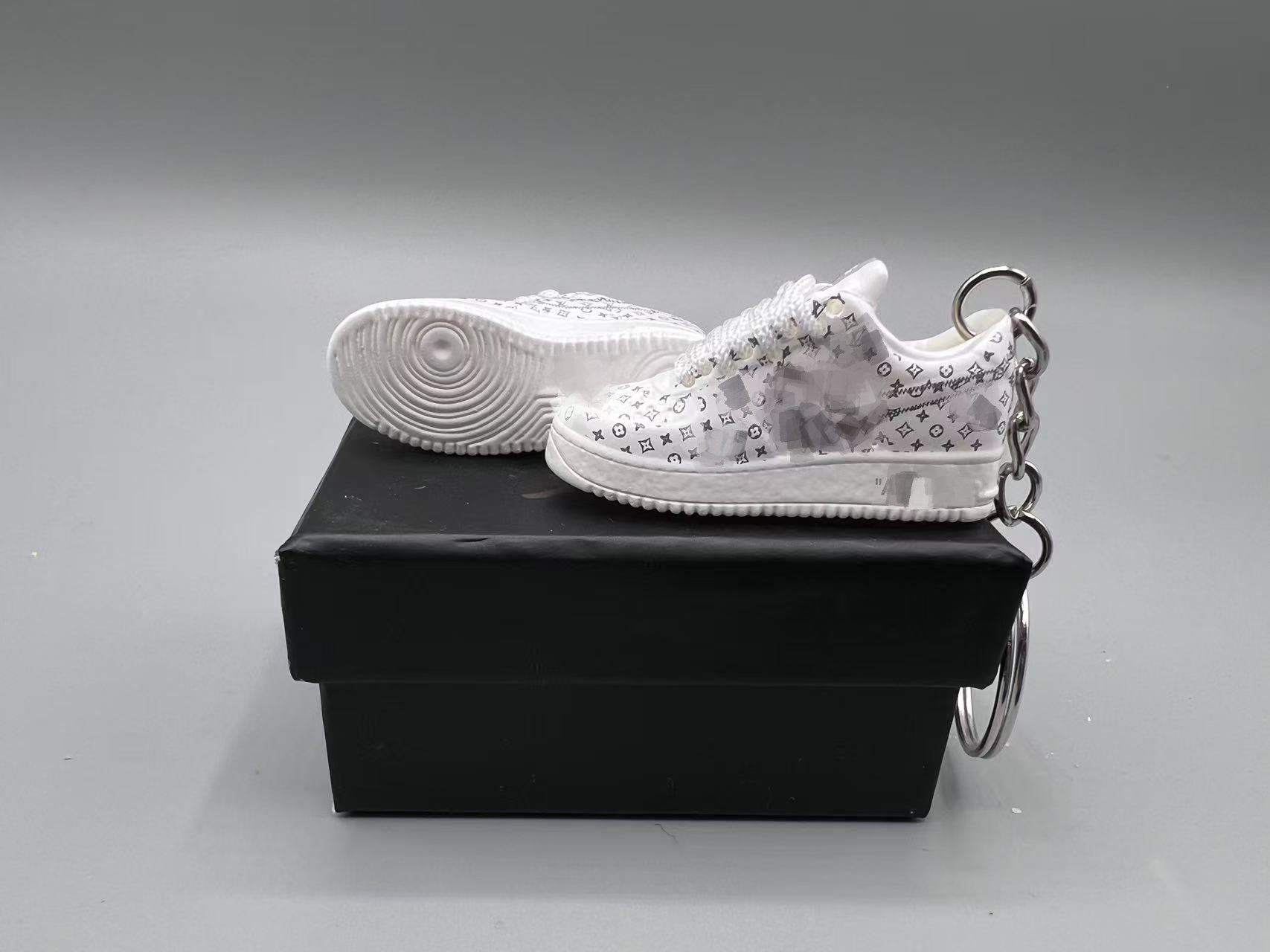 1:6 Scale Mini Sneaker – Doll Wear or Keychain - "Designer Monogram White"
