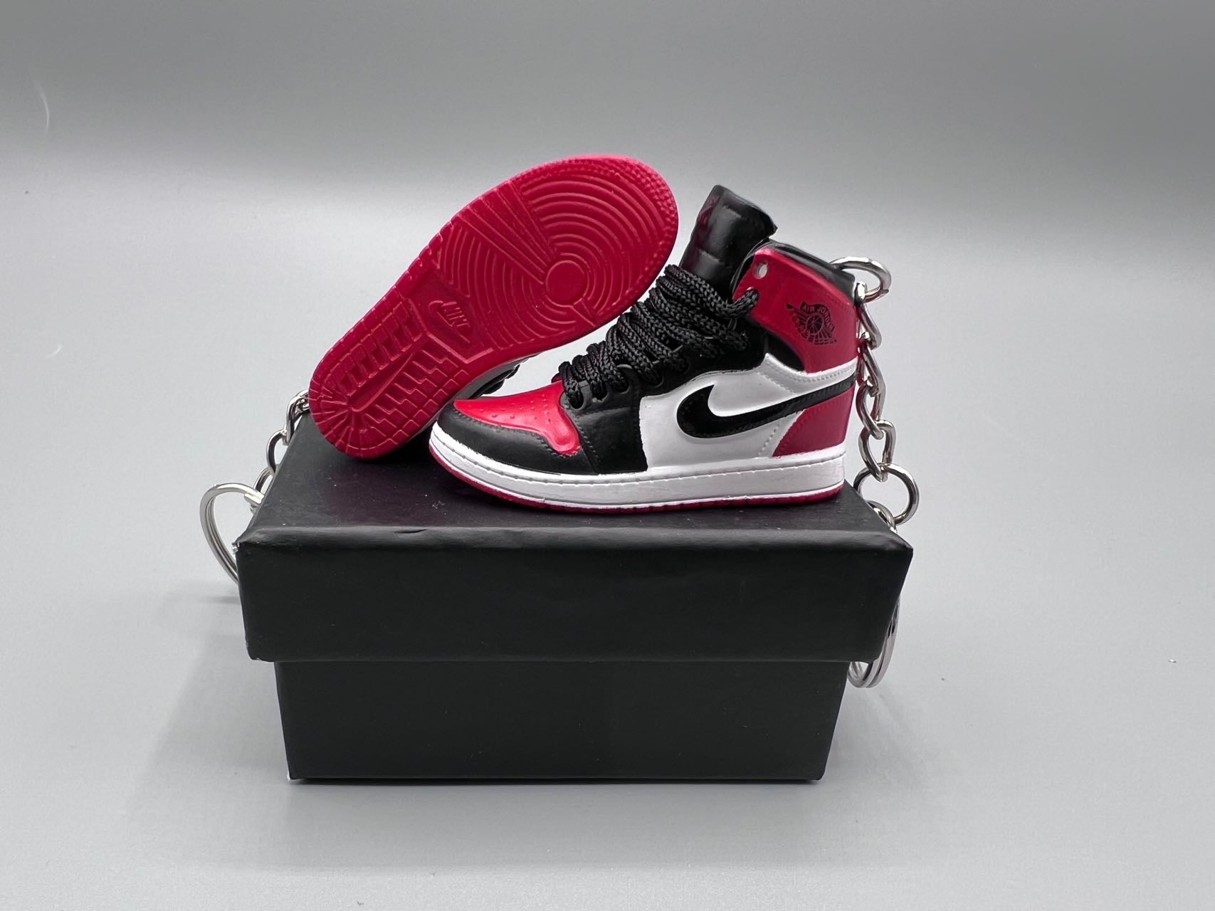 1:6 Scale Mini Sneaker – Doll Wear or Keychain - "Bred Toe"