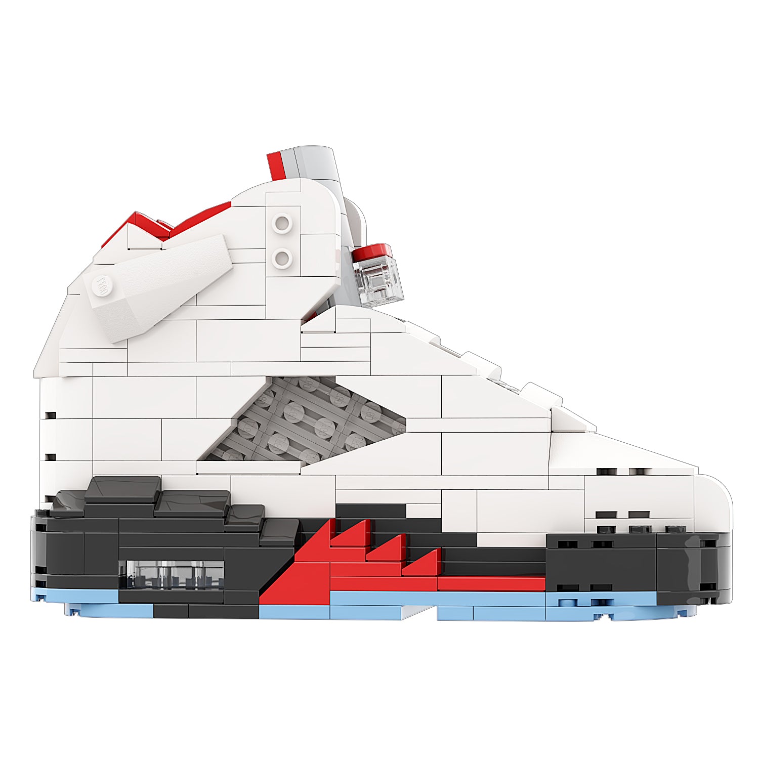 "Fire Red Silver Tongue" Inspired Air Jordan 5 Bricks / Building Blocks Set