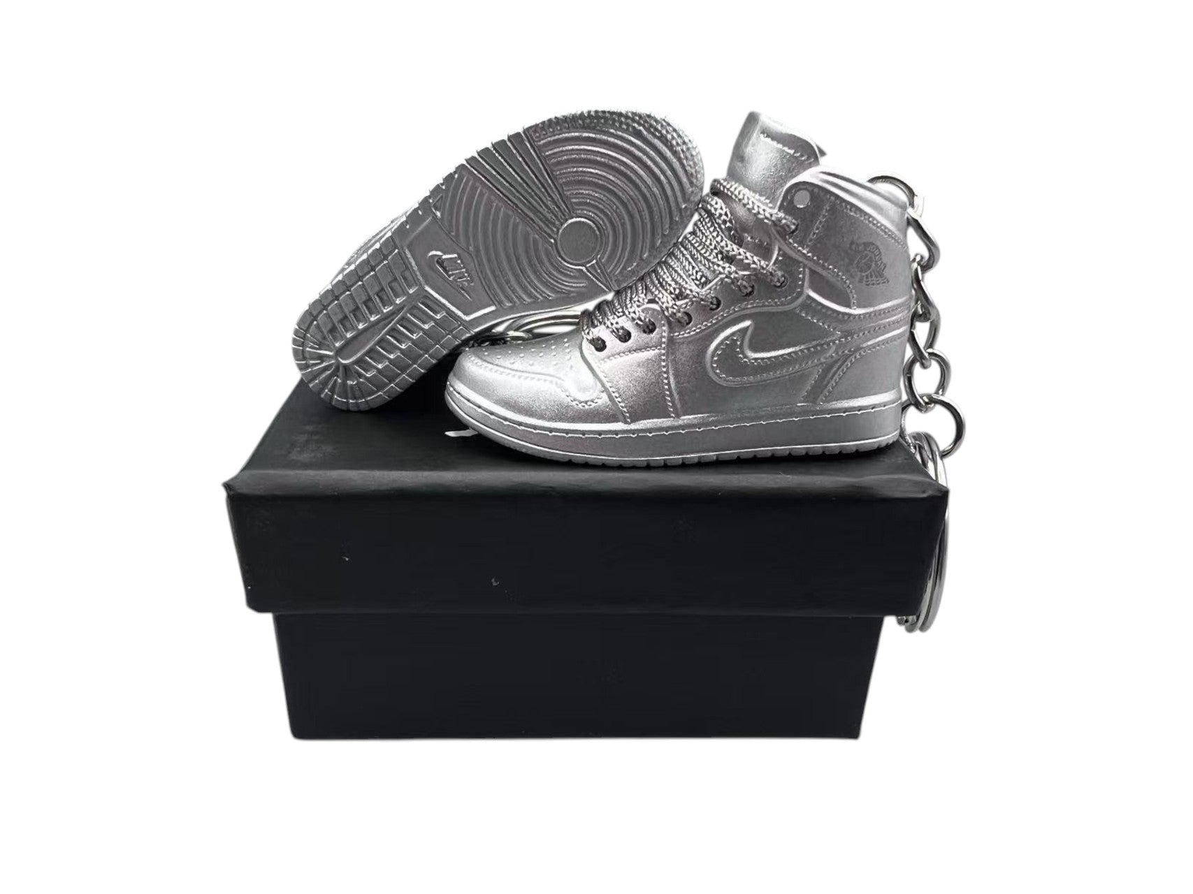 "Anodized Silver" AJ1 3D Mini Sneakers-1/6 Scaled Shoes/ Keychains.