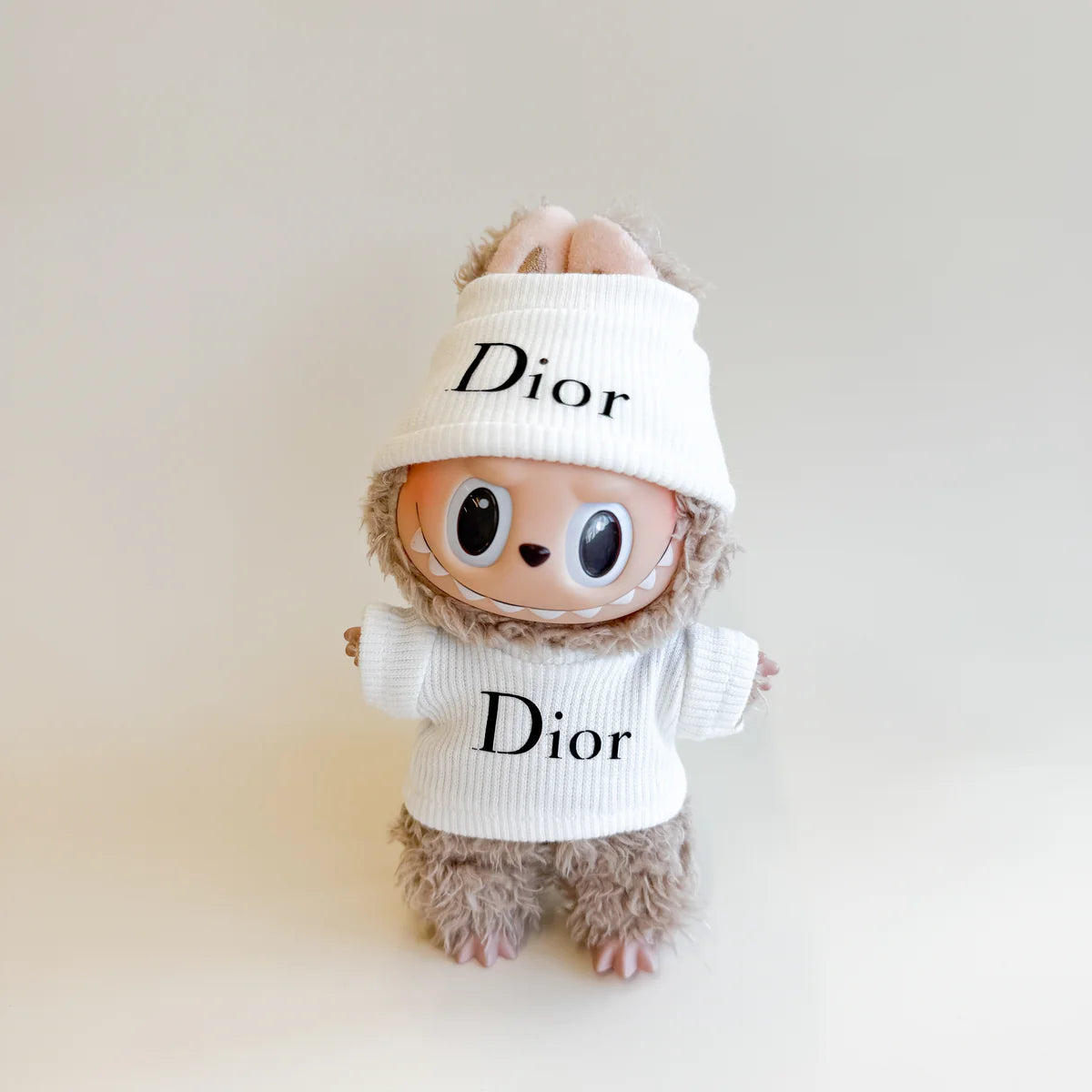 White Beanie-Popmart  Labubu Clothes