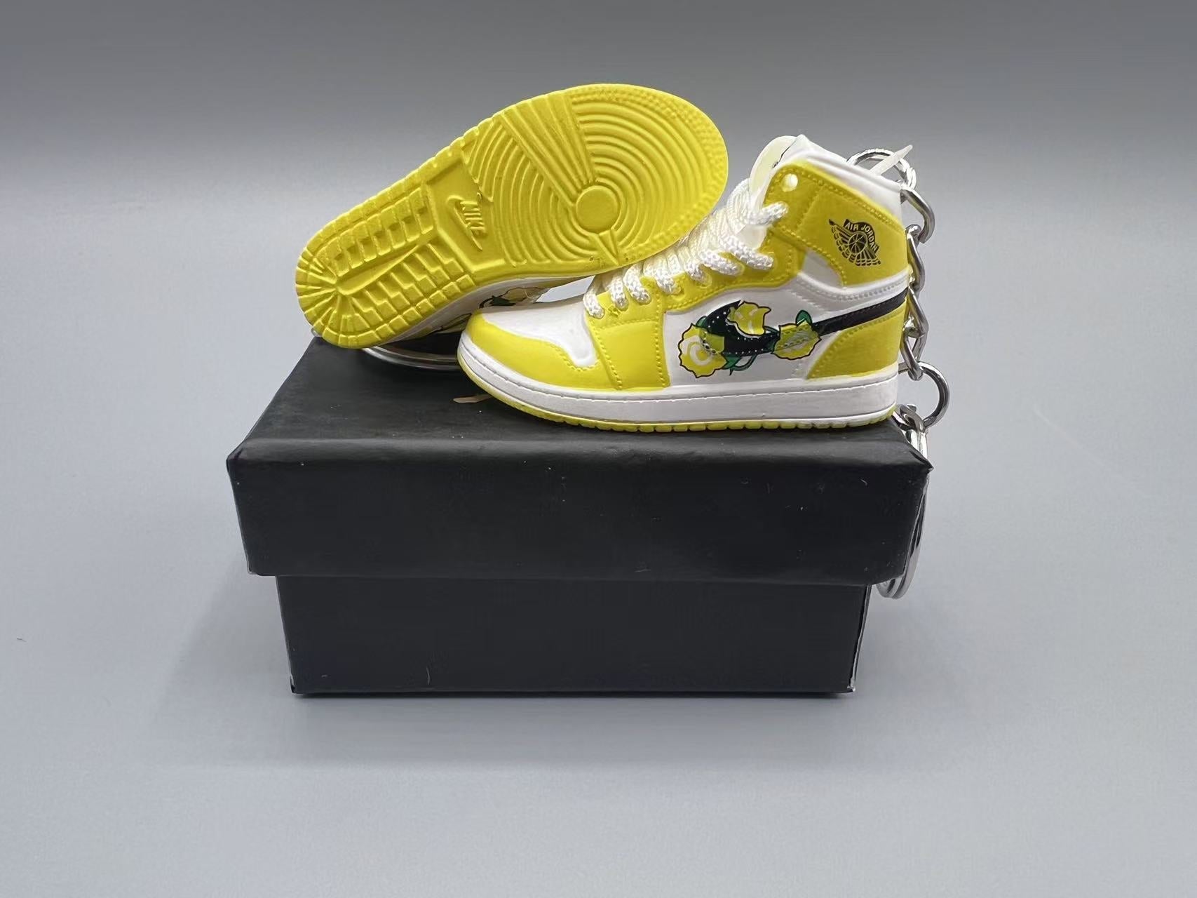 1:6 Scale Mini Sneaker – Doll Wear or Keychain - "Rose Patch - Dynamic Yellow"