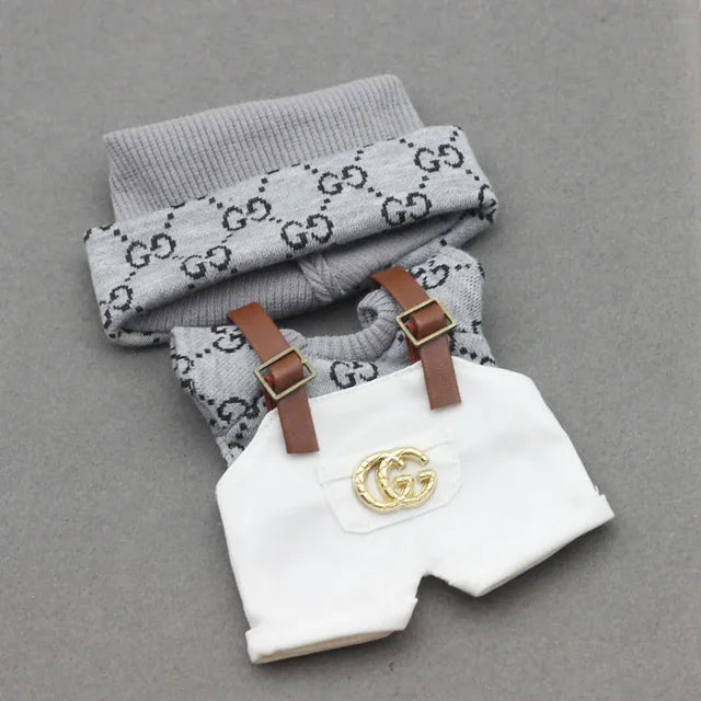 White Overall 3 Pieces Set For Labubu image 1