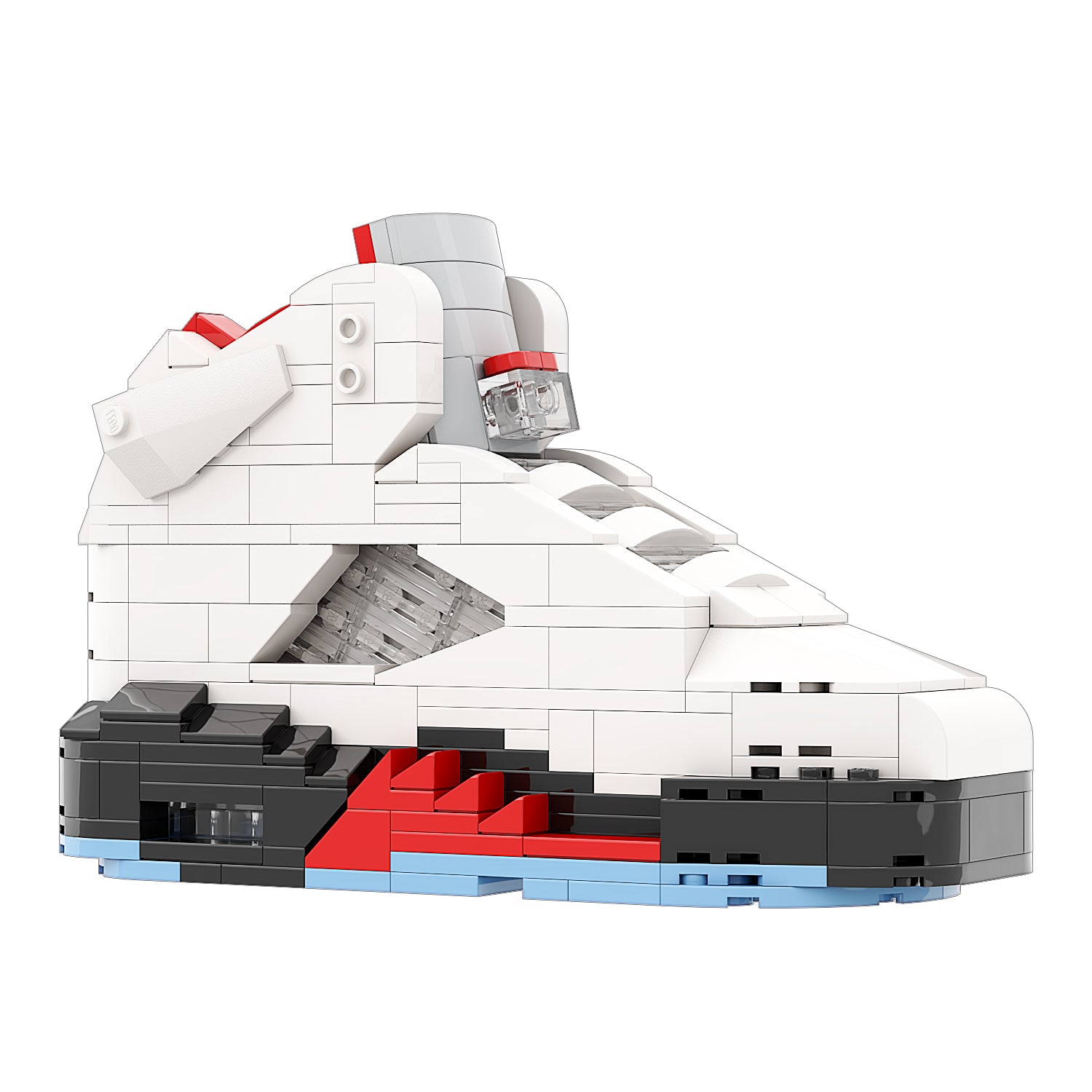"Fire Red Silver Tongue" Inspired Air Jordan 5 Bricks / Building Blocks Set