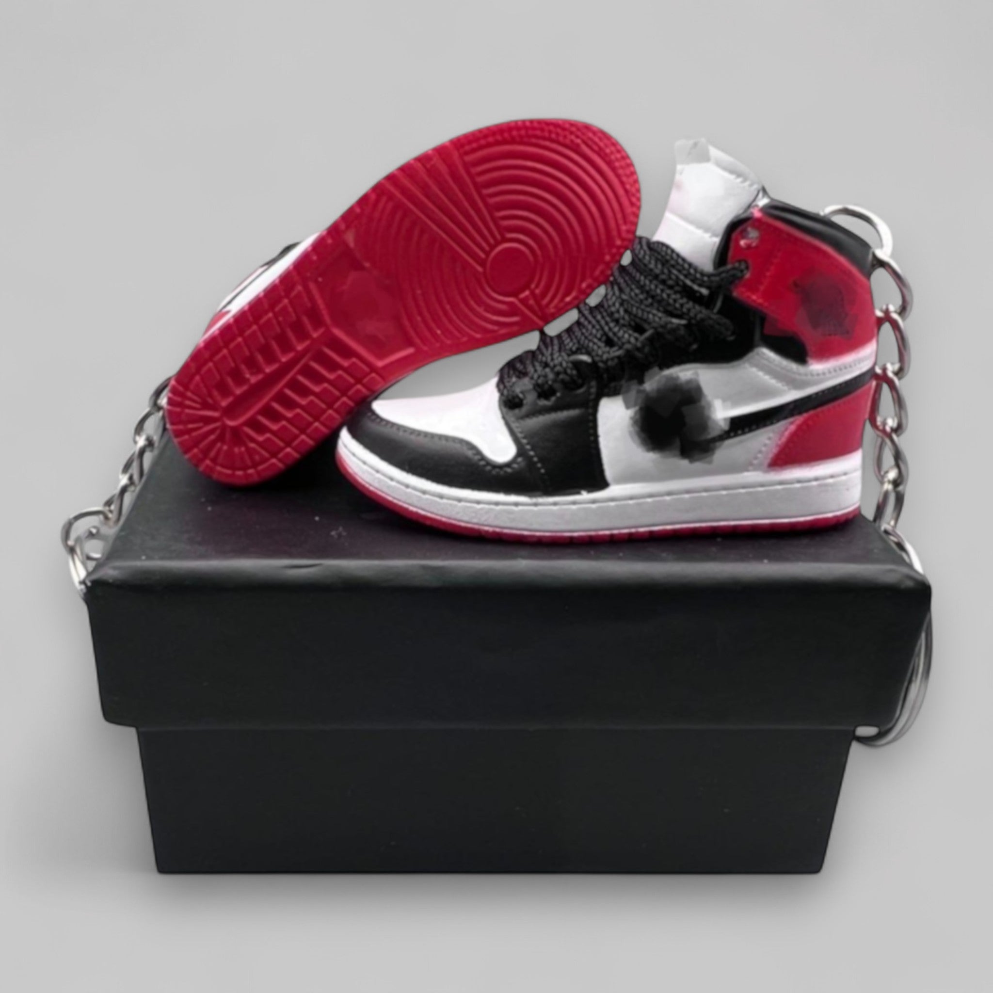 1:6 Scale Mini Sneaker – Doll Wear or Keychain - "Black Toe Reimagined"