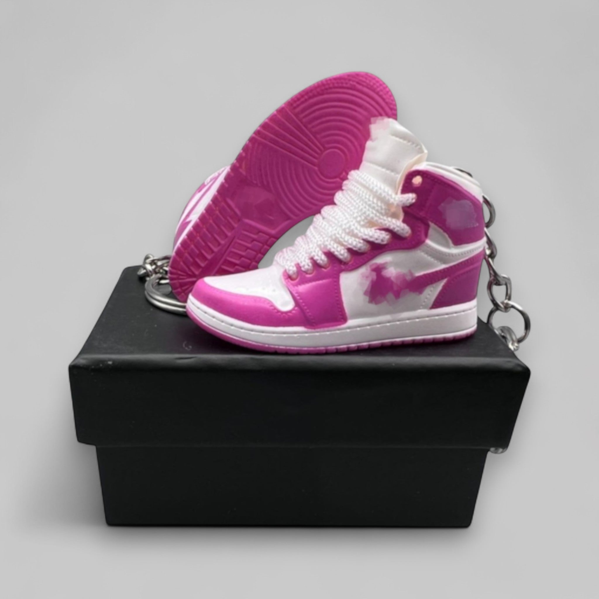 1:6 Scale Mini Sneaker – Doll Wear or Keychain - "White Fire Pink"