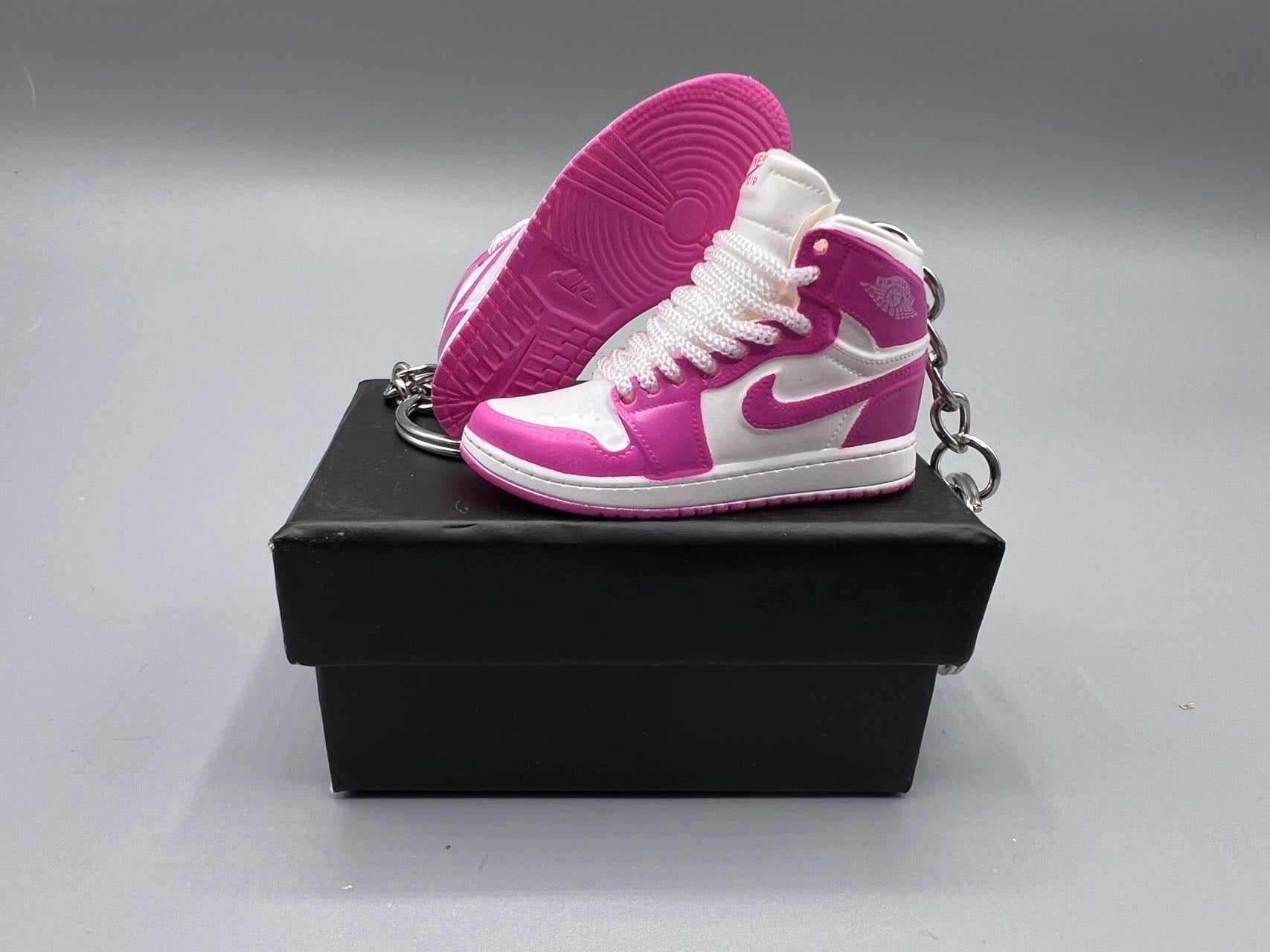 1:6 Scale Mini Sneaker – Doll Wear or Keychain - "White Fire Pink"