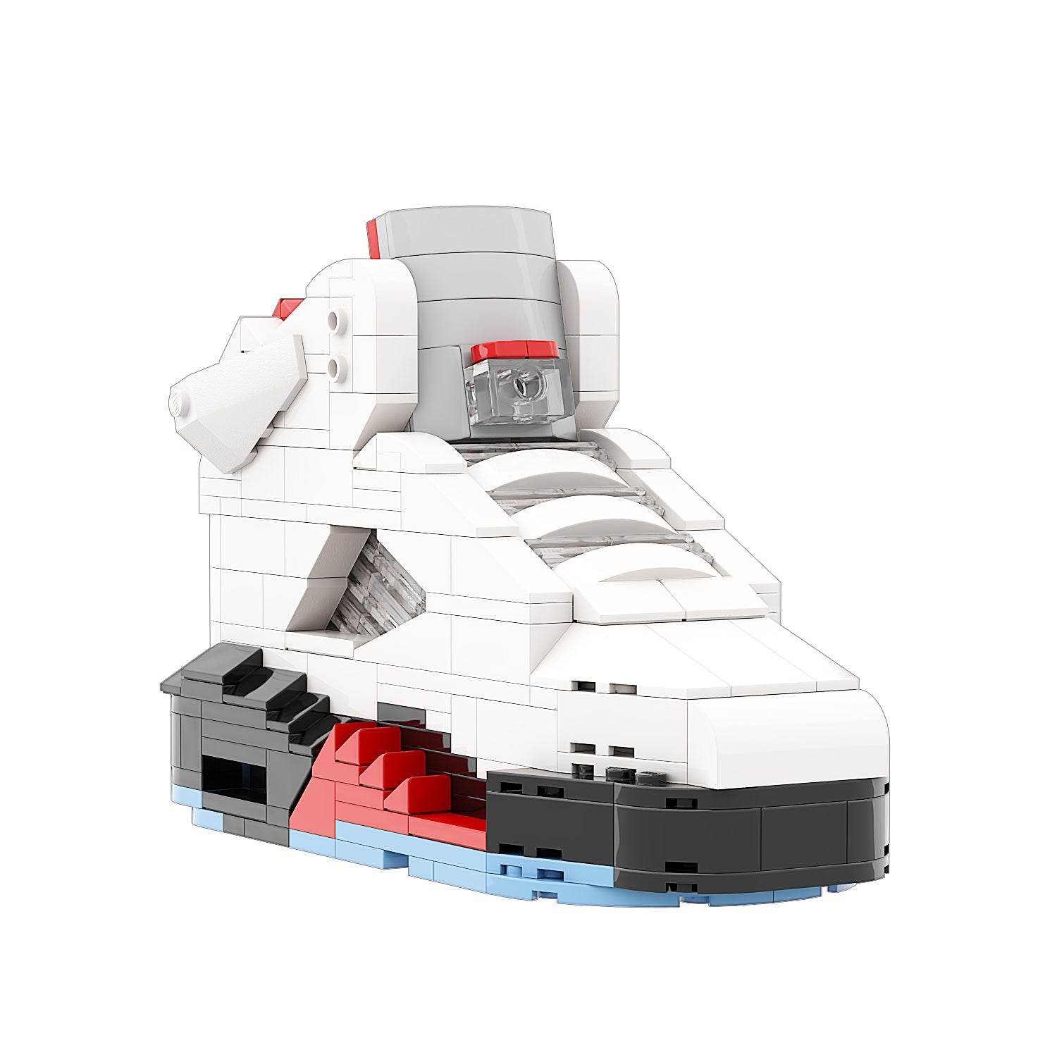 "Fire Red Silver Tongue" Inspired Air Jordan 5 Bricks / Building Blocks Set