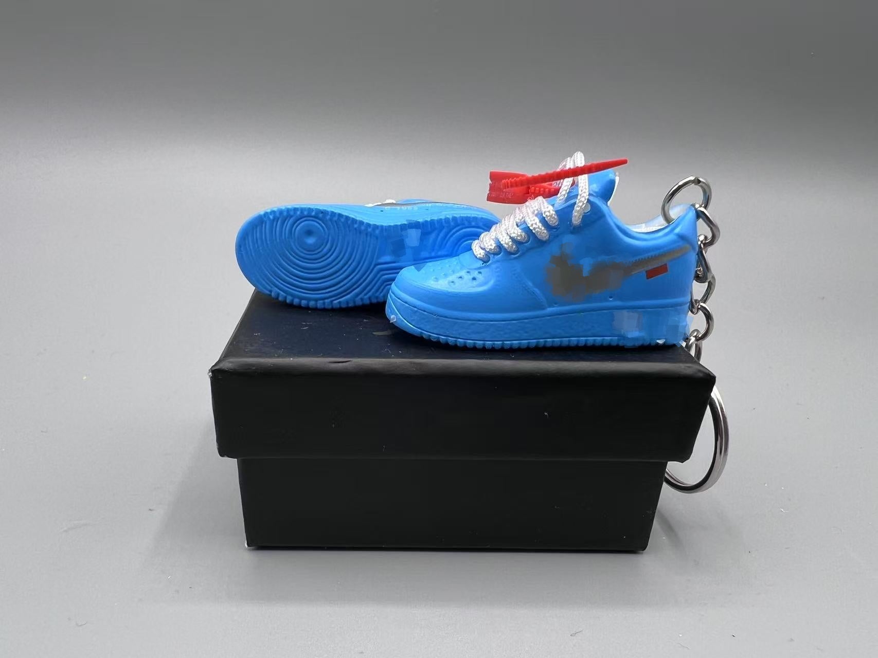 1:6 Scale Mini Sneaker – Doll Wear or Keychain - "Off-white & blue tone"