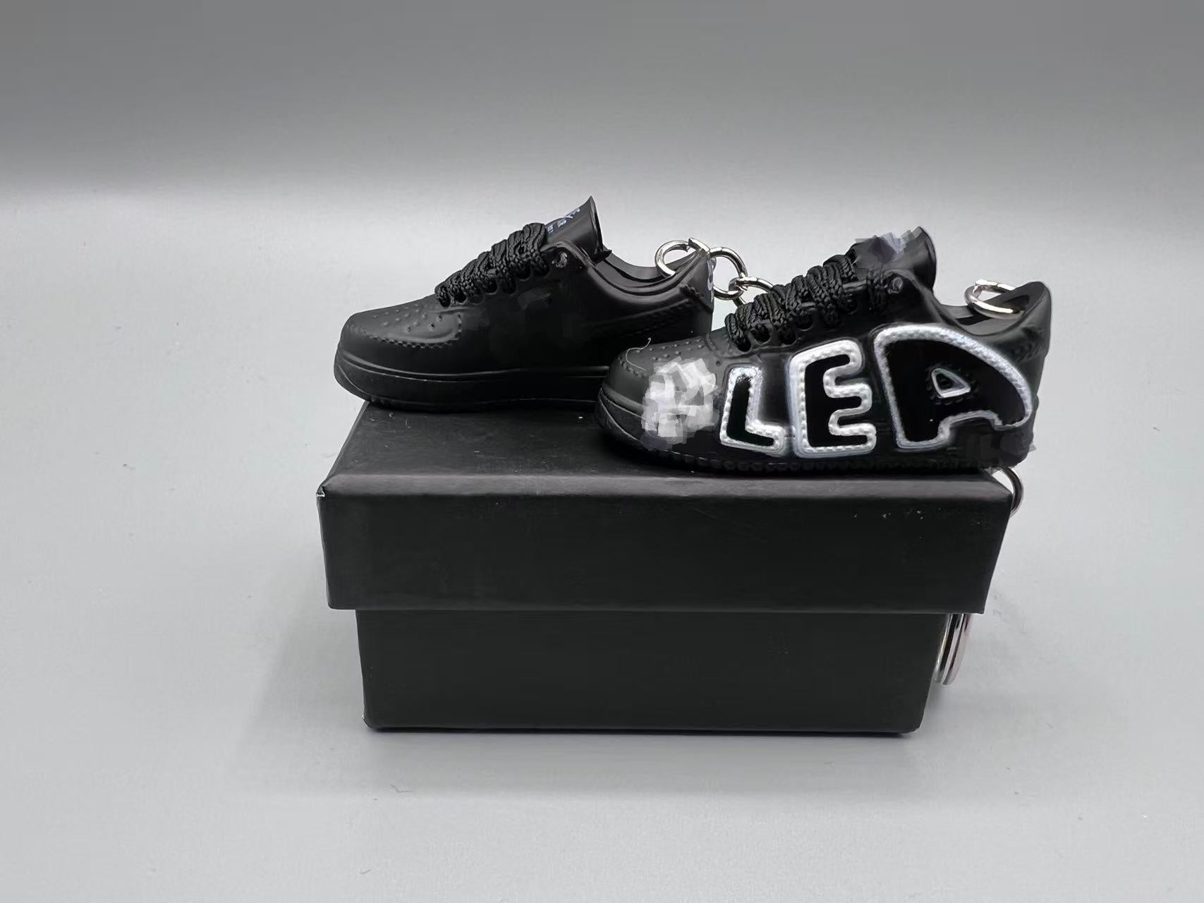 1:6 Scale Mini Sneaker – Doll Wear or Keychain – "Bubble Letter Black Edition"
