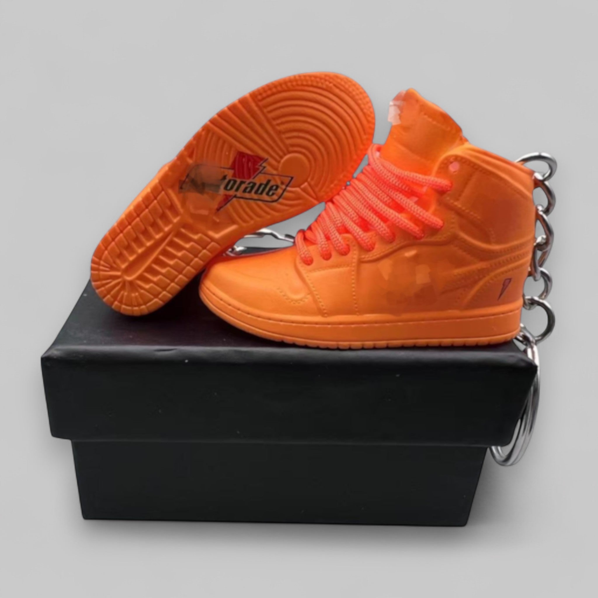 1:6 Scale Mini Sneaker – Doll Wear or Keychain - "Orange Suede Sports Drink"