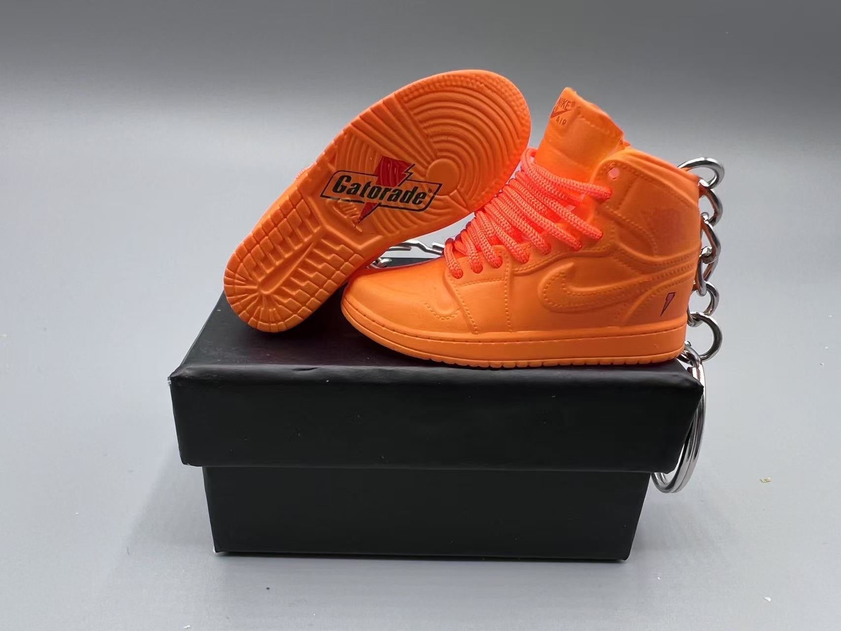 1:6 Scale Mini Sneaker – Doll Wear or Keychain - "Orange Suede Sports Drink"