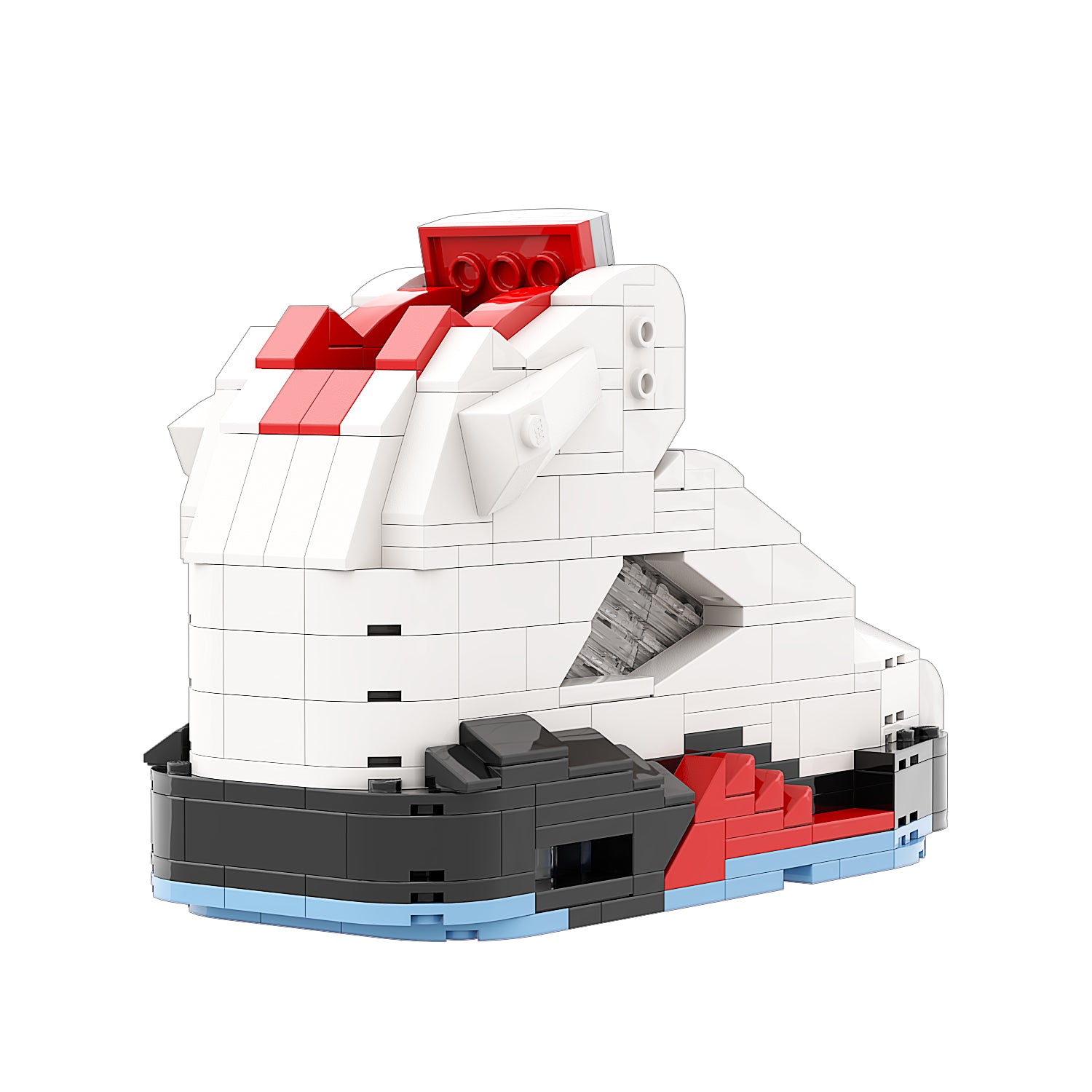 "Fire Red Silver Tongue" Inspired Air Jordan 5 Bricks / Building Blocks Set
