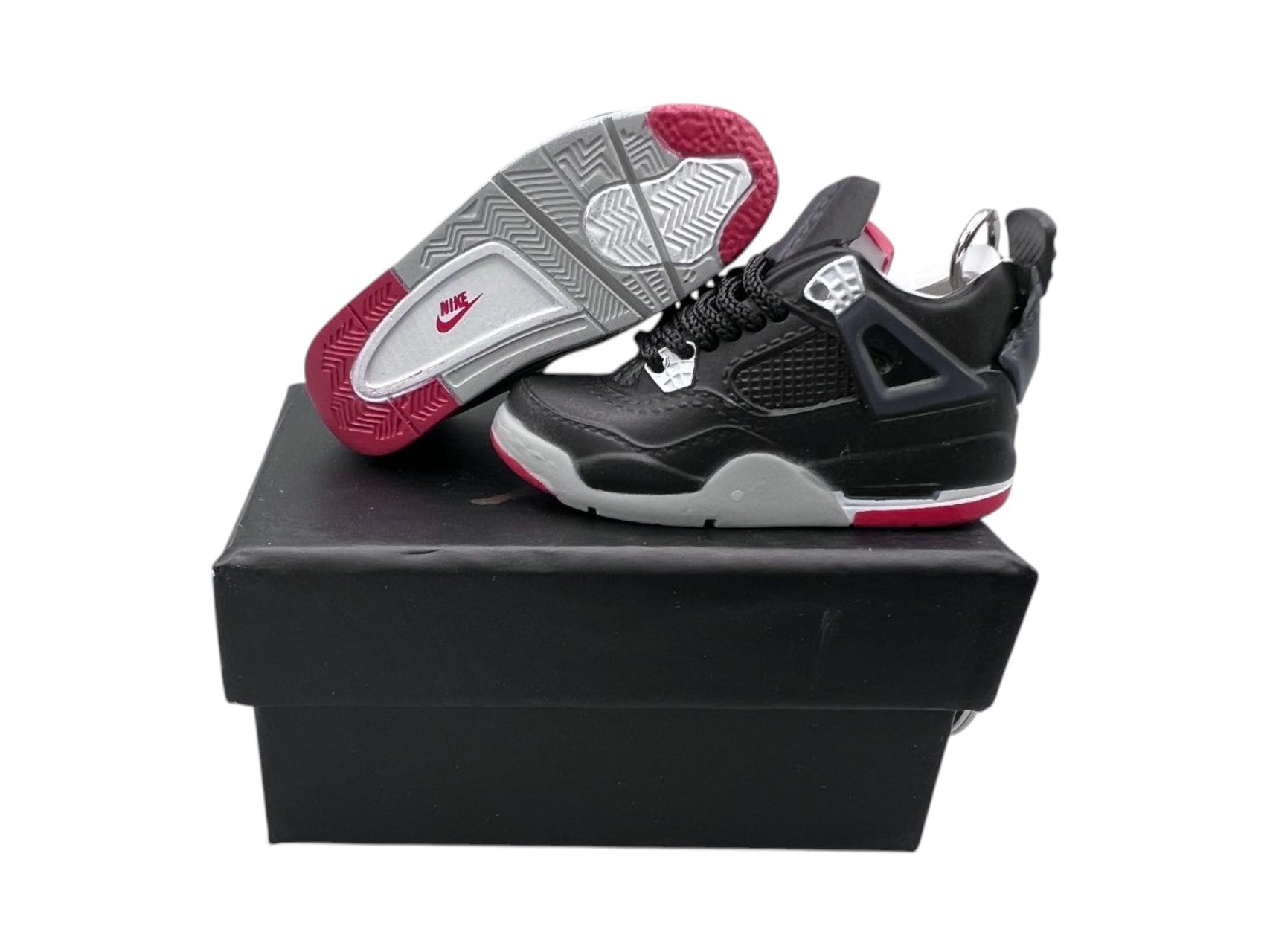 "Bred" AJ4 Mini Sneakers-1/6 Scaled Shoes/ Keychains.
