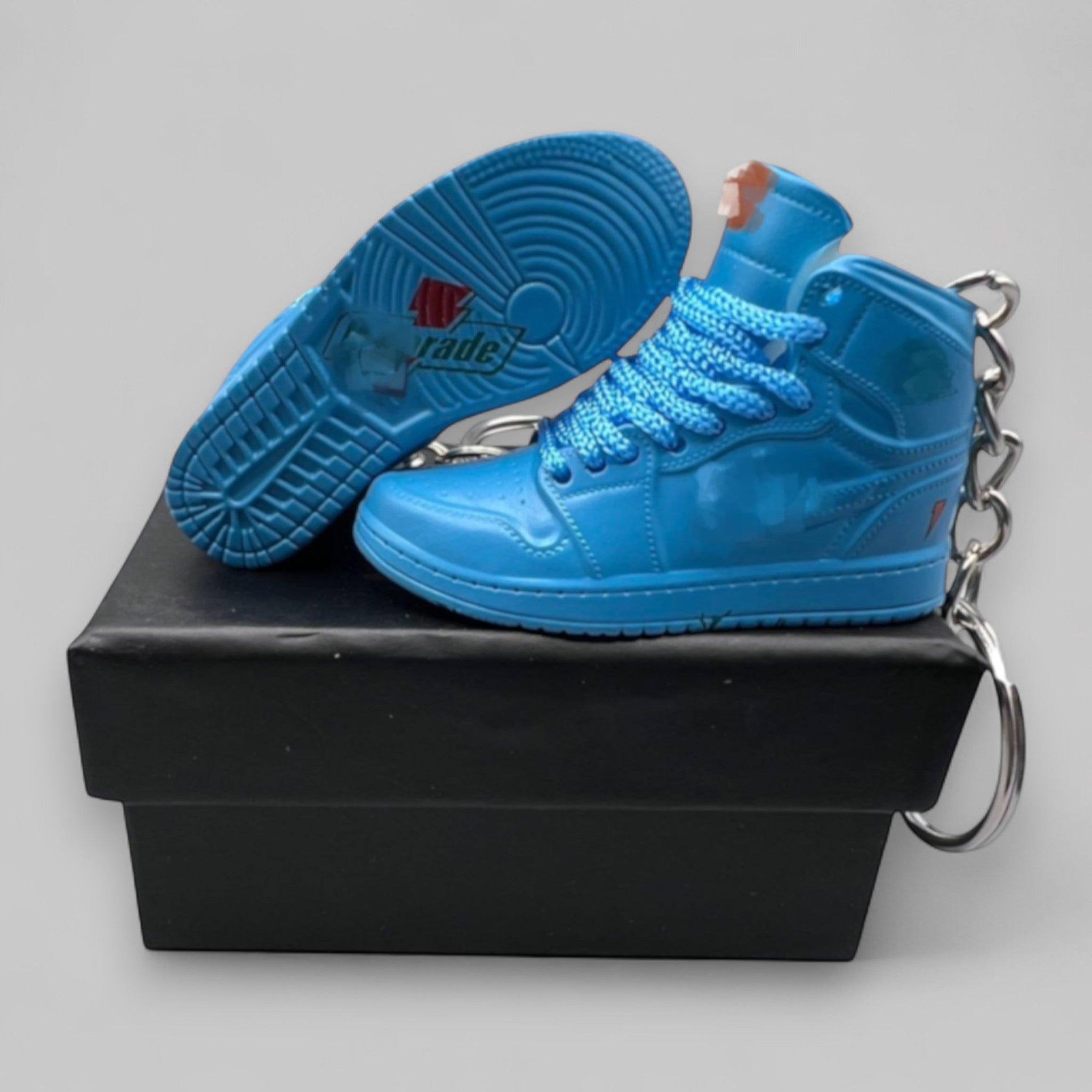 1:6 Scale Mini Sneaker – Doll Wear or Keychain - "Blue Suede Sports Drink"